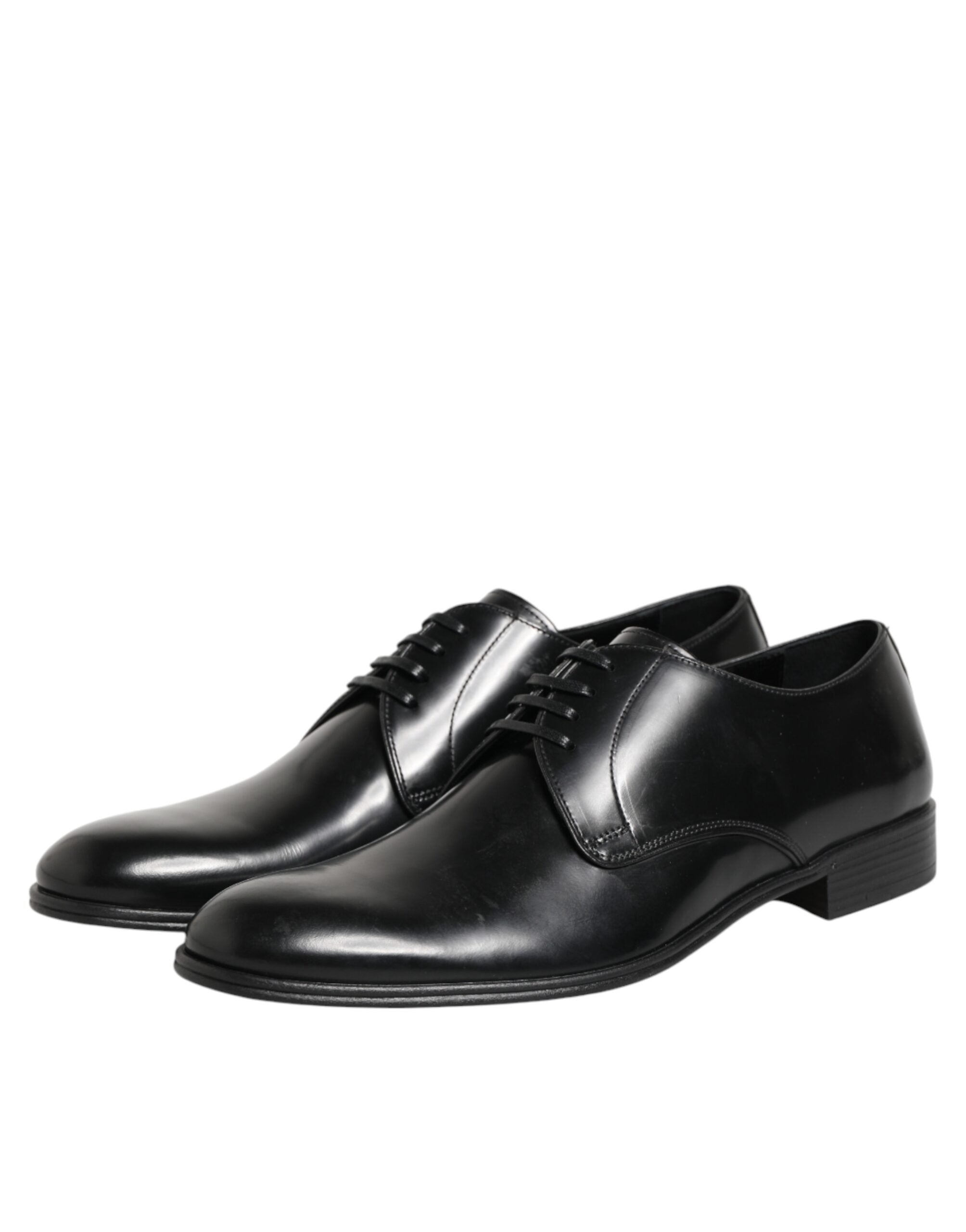 Dolce & Gabbana Black Calfskin Leather Derby Dress Shoes