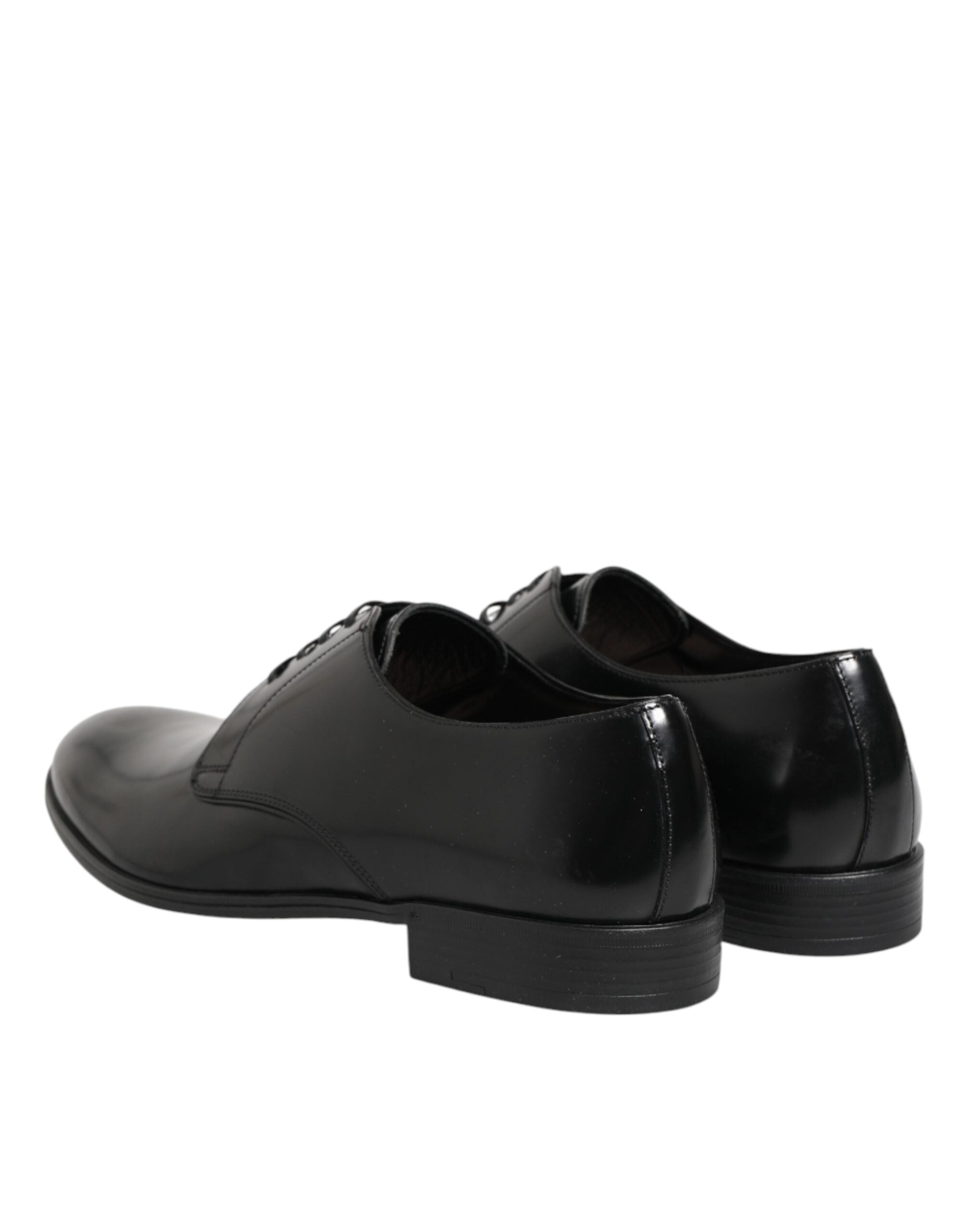 Dolce & Gabbana Black Calfskin Leather Derby Dress Shoes