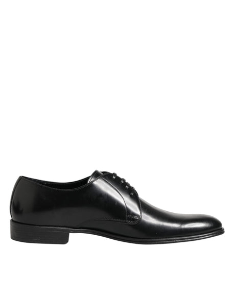 Dolce & Gabbana Black Calfskin Leather Derby Dress Shoes
