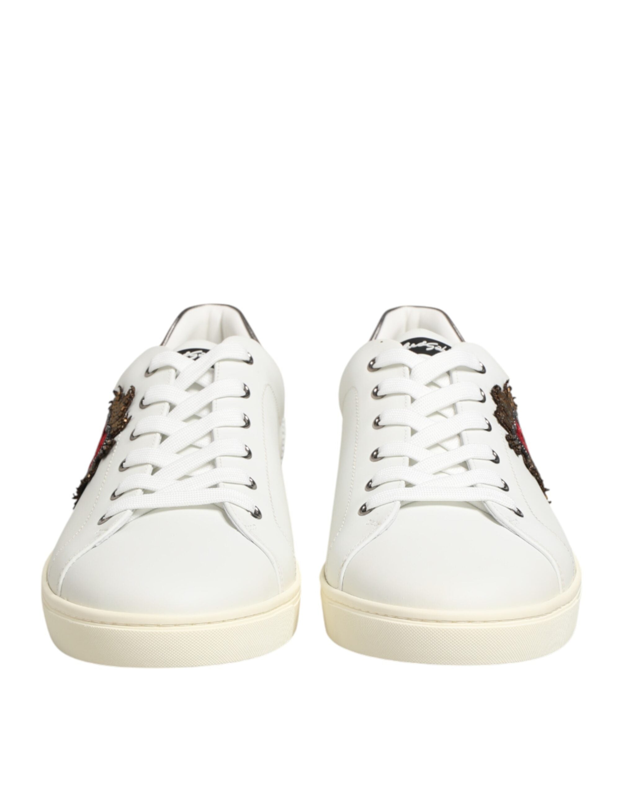 Dolce &amp; Gabbana hvide læderhjerteudsmykkede sneakerssko