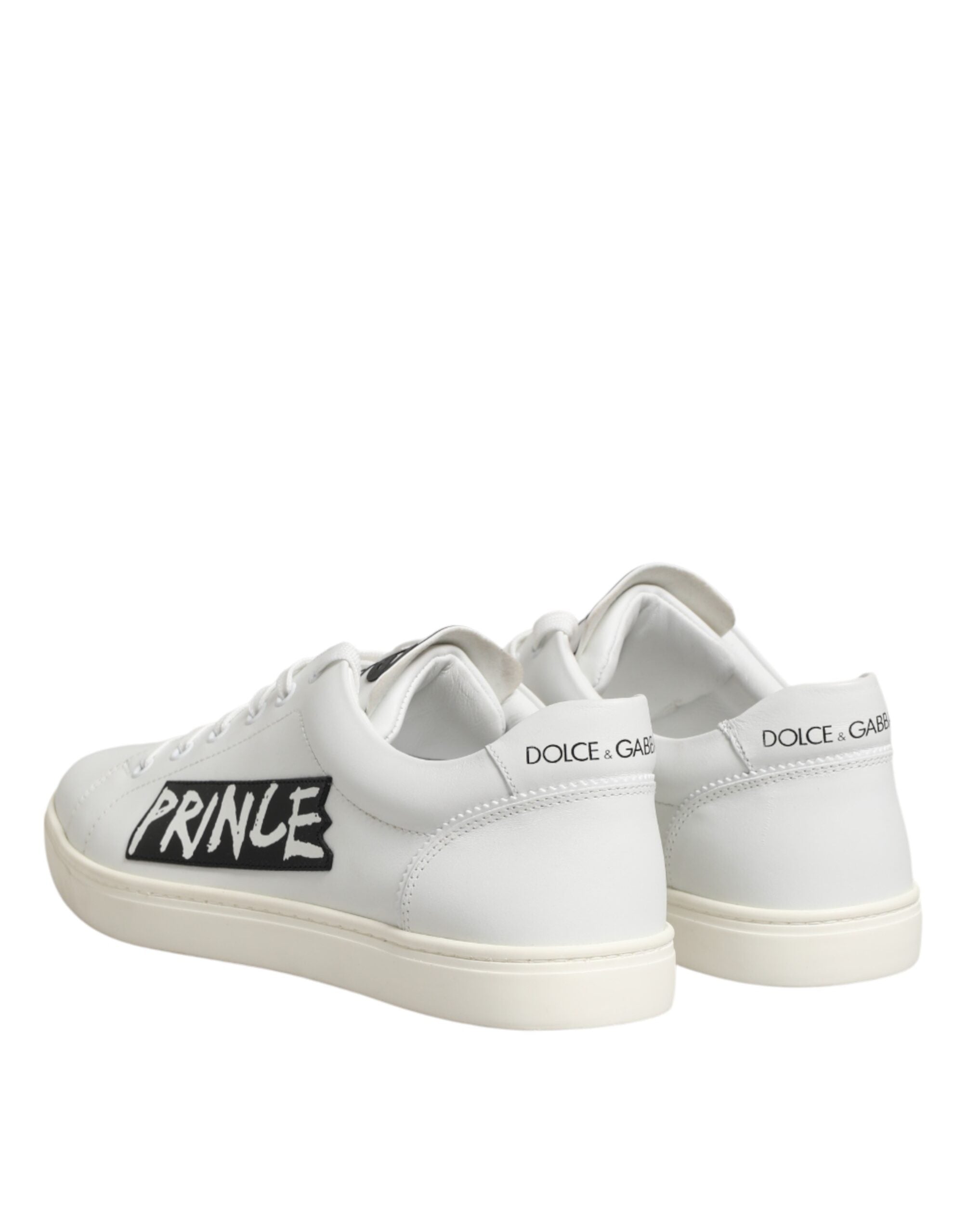 Dolce & Gabbana White Prince Leather Low Top Men Sneakers Shoes