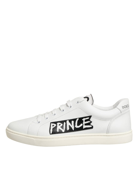 Dolce & Gabbana White Prince Leather Low Top Men Sneakers Shoes