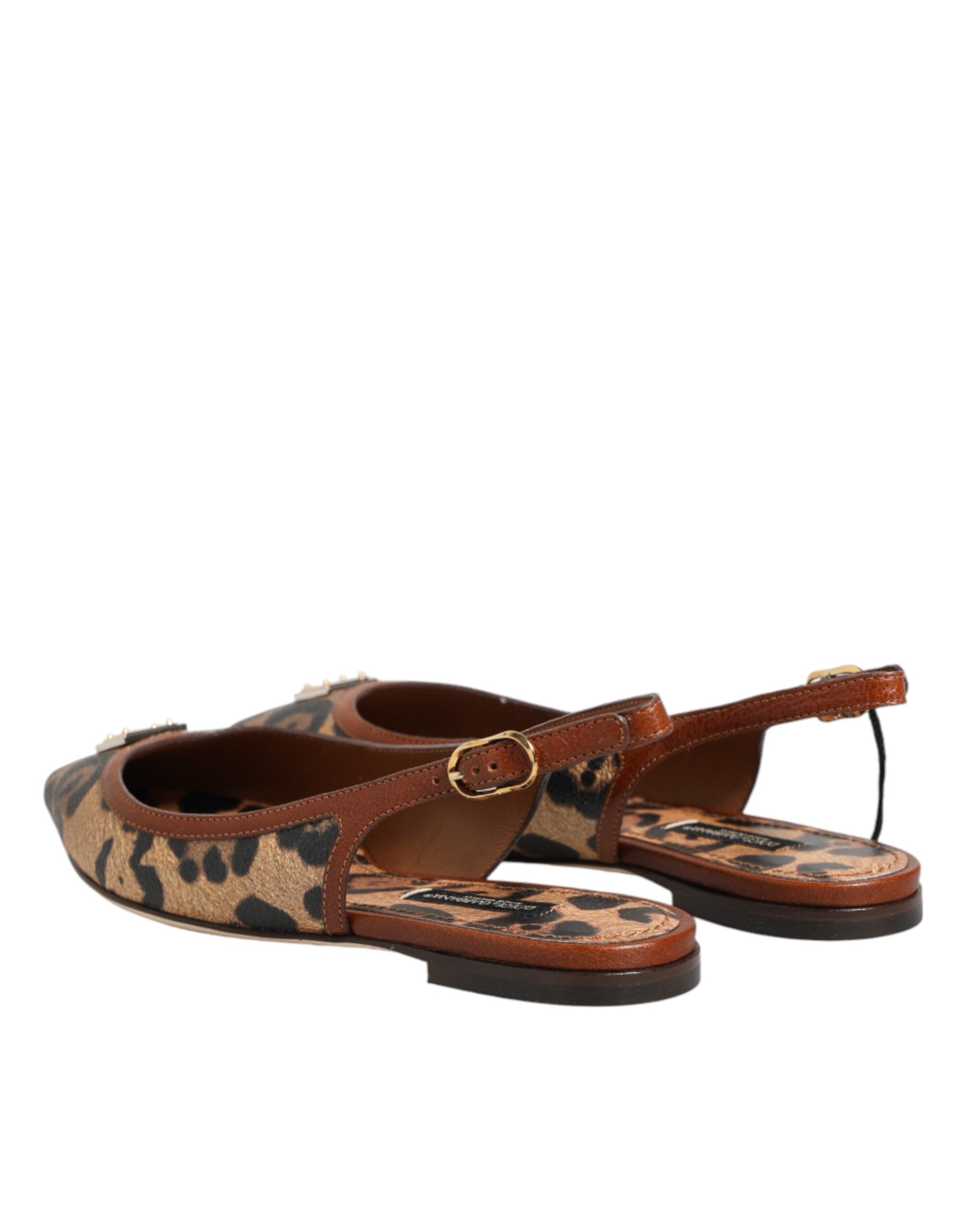 Dolce &amp; Gabbana Brune Leopard Slingback Flade Sandaler Sko