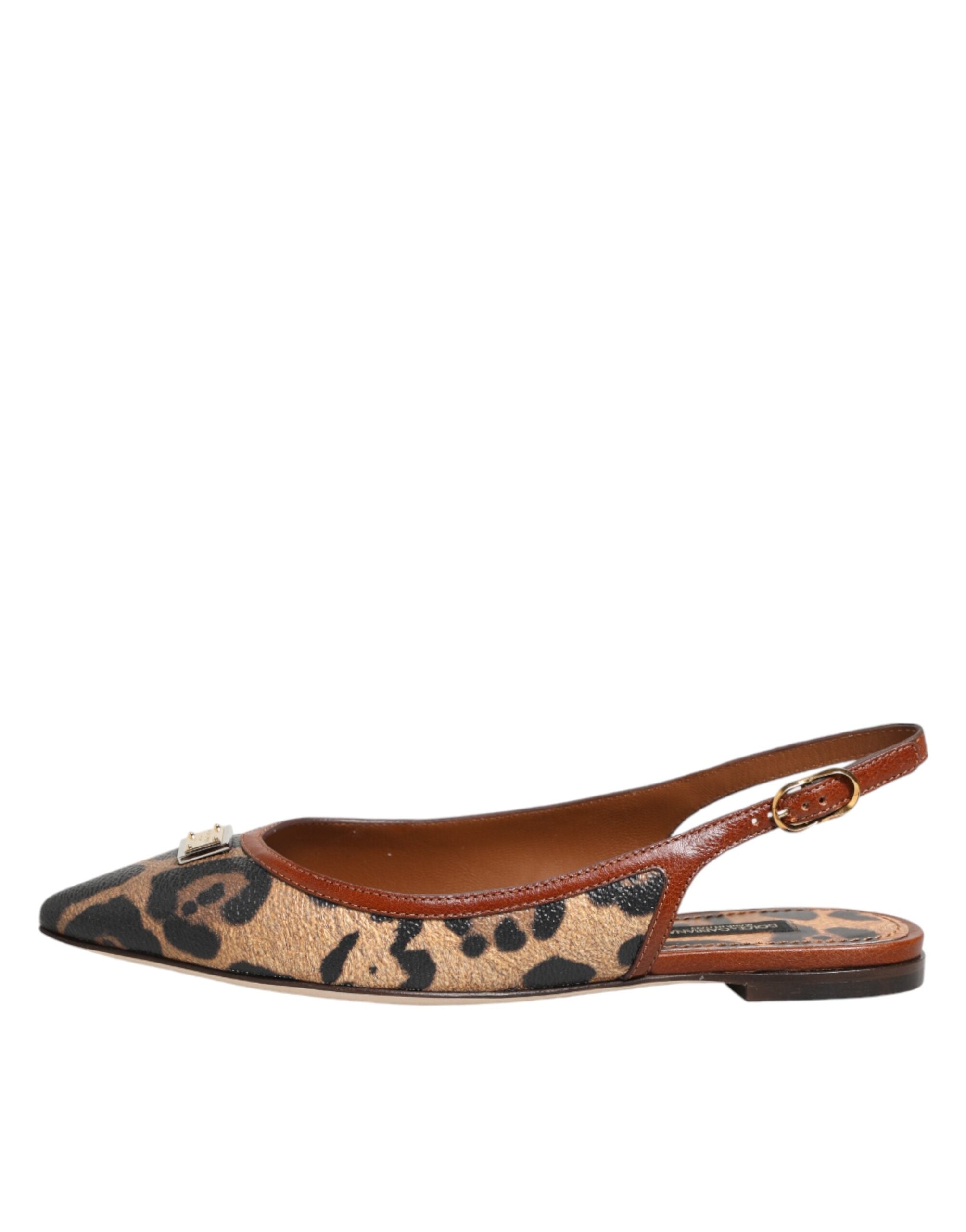 Dolce &amp; Gabbana Brune Leopard Slingback Flade Sandaler Sko