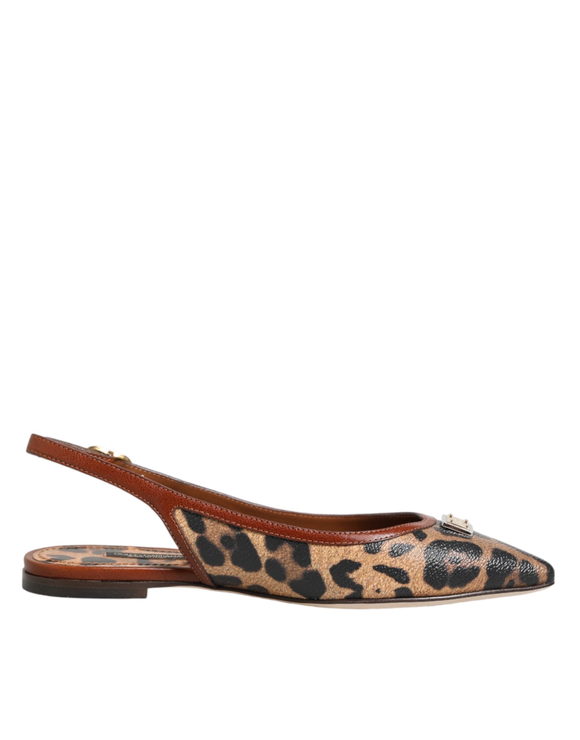 Dolce &amp; Gabbana Brune Leopard Slingback Flade Sandaler Sko