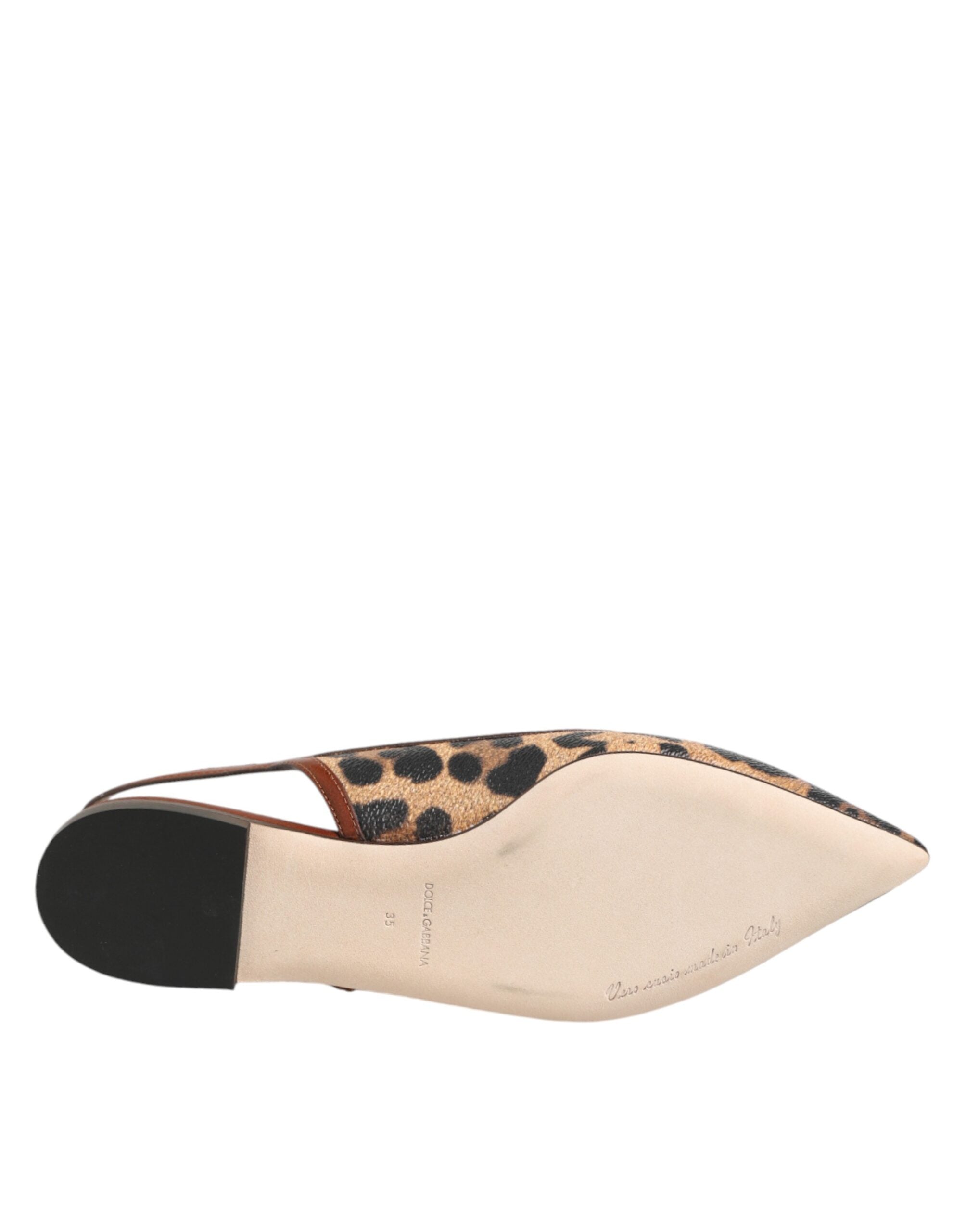Dolce &amp; Gabbana Brune Leopard Slingback Flade Sandaler Sko