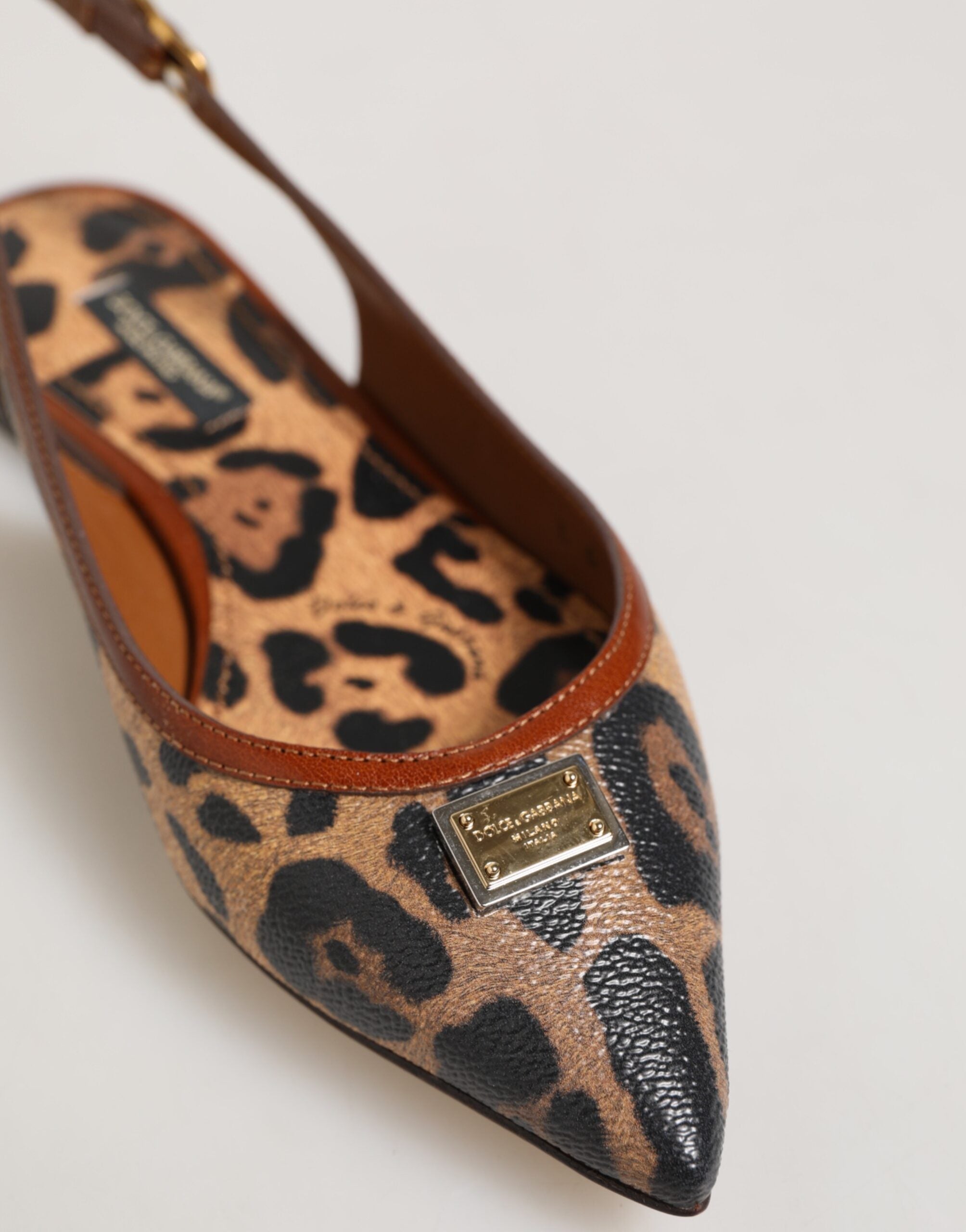 Dolce &amp; Gabbana Brune Leopard Slingback Flade Sandaler Sko