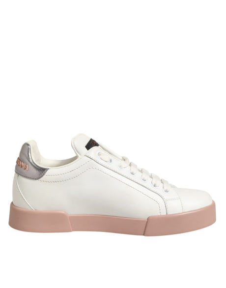 Dolce & Gabbana White Leather Sacred Heart Sneakers Shoes