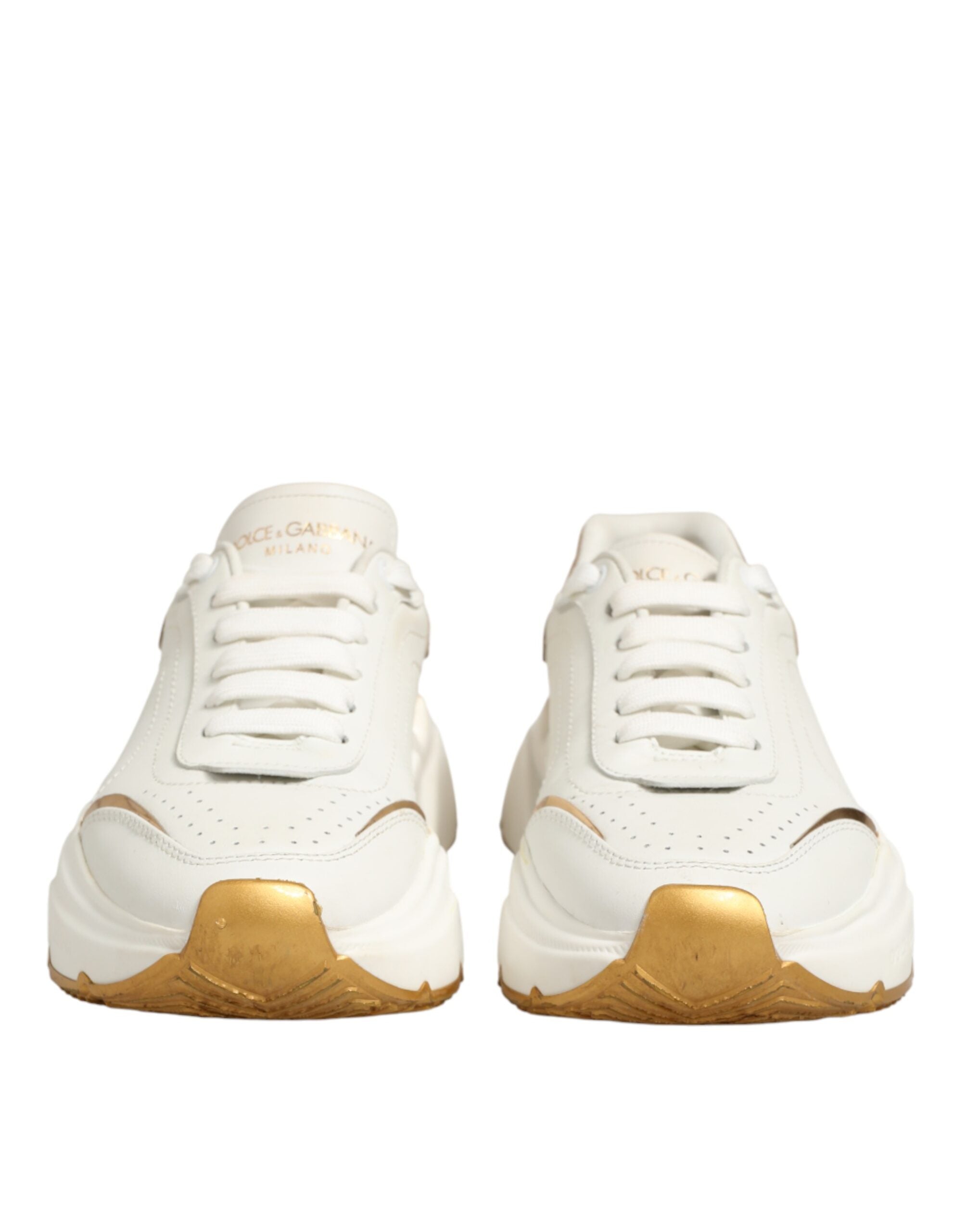 Dolce & Gabbana White Gold Daymaster Low Top Sneakers Shoes