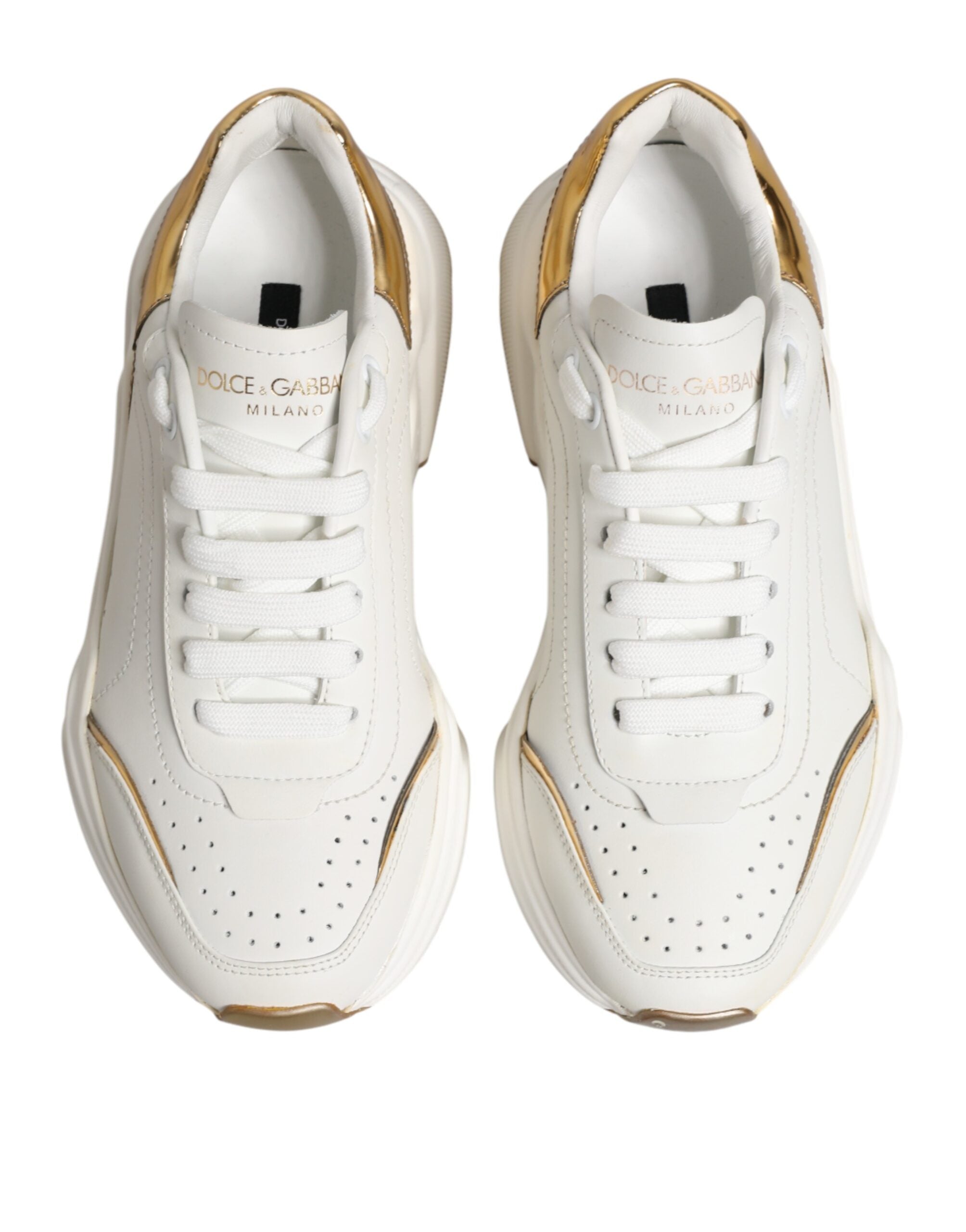 Dolce & Gabbana White Gold Daymaster Low Top Sneakers Shoes