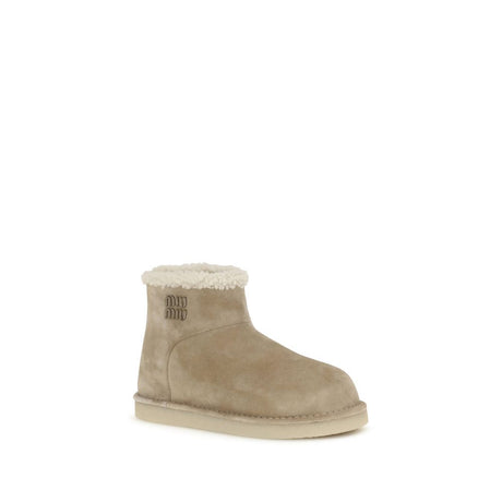 Miu Miu Beige Leather Flat Boots