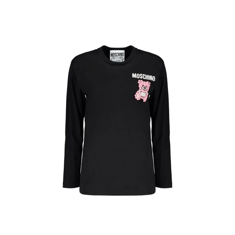 Moschino Couture Sort bomulds-T-shirt med lange ærmer