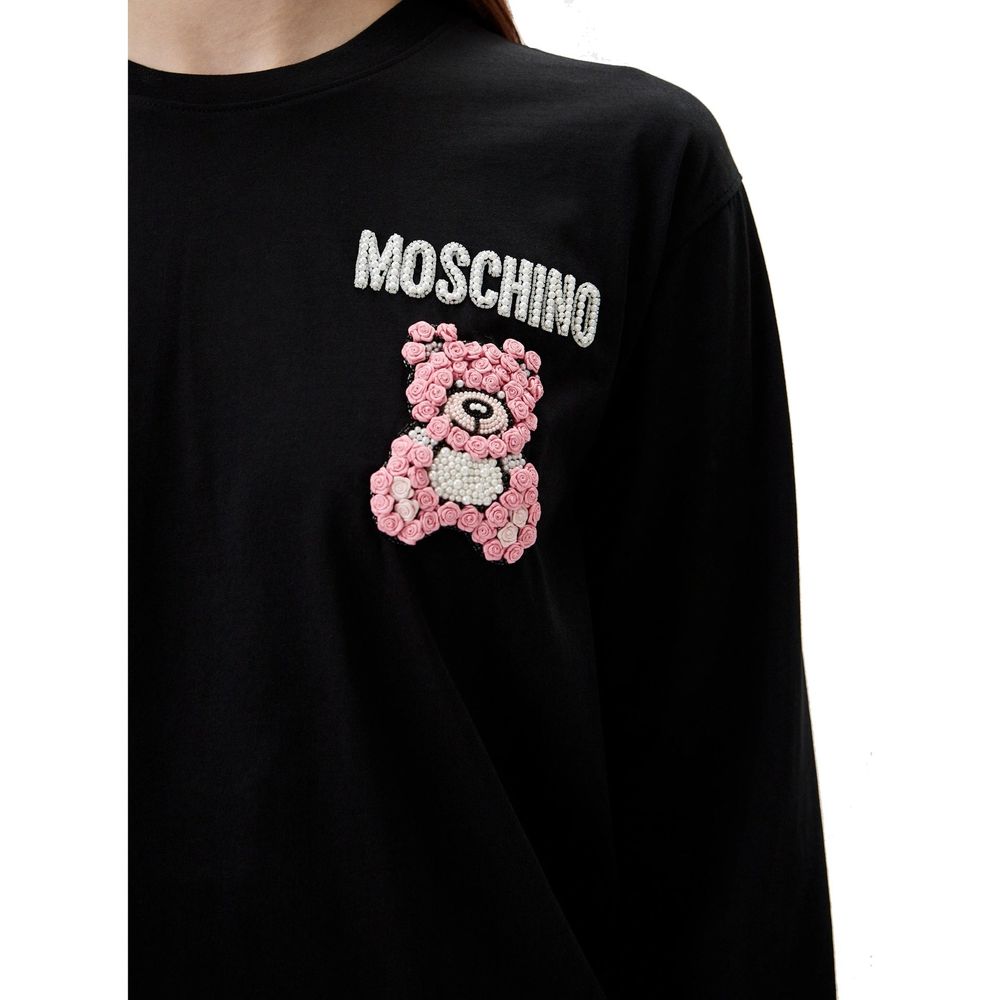 Moschino Couture Sort bomulds-T-shirt med lange ærmer