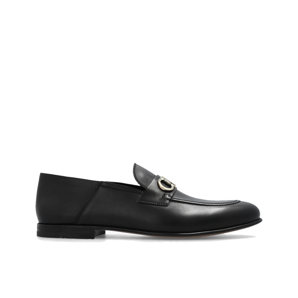 Salvatore Ferragamo Black Calfskin Slip-On Loafers
