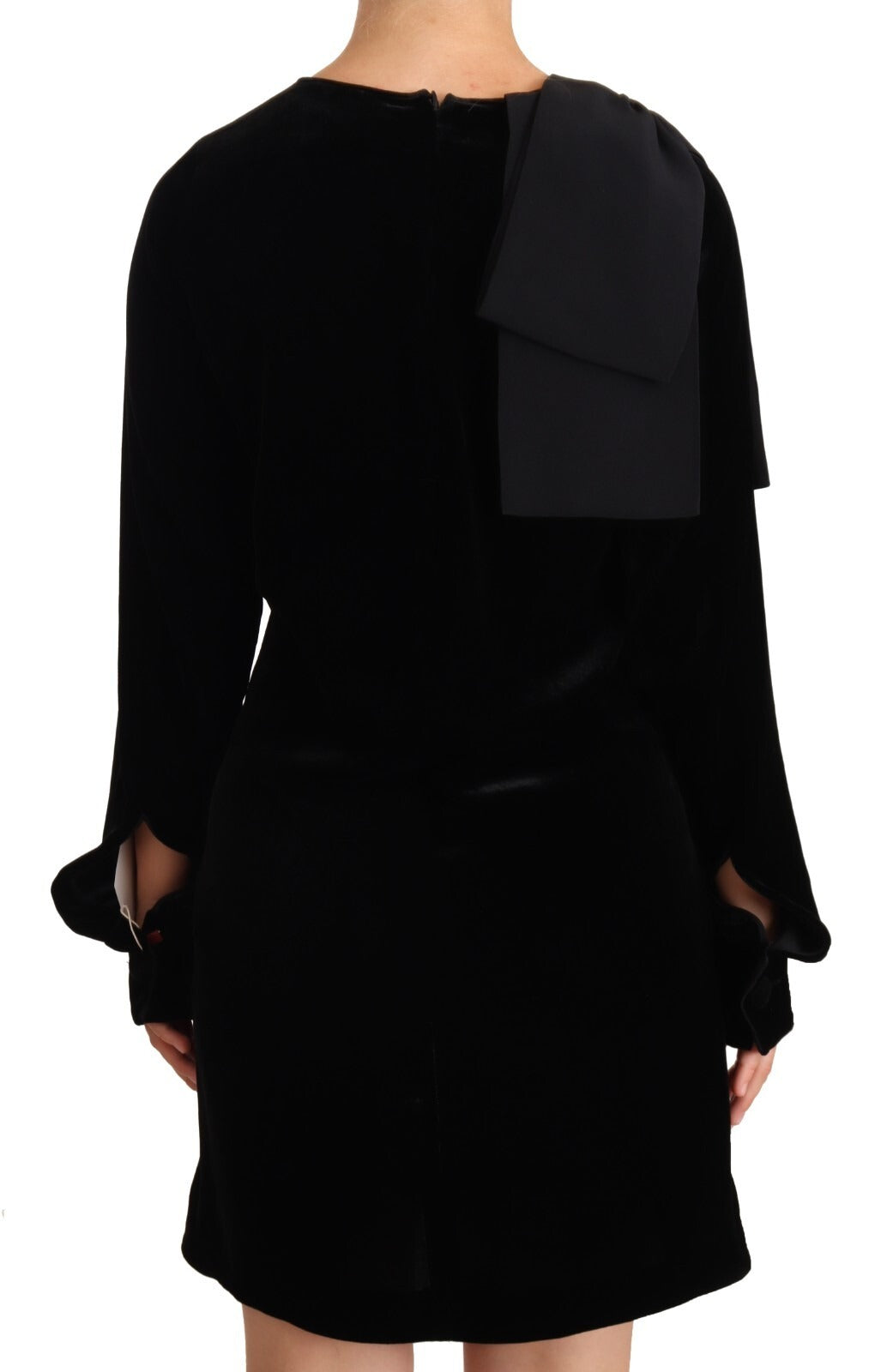 N.21 Sort viskose minikjole med lange ærmer og rund hals, A-linjeformet pasform