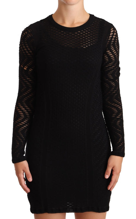 Missoni Bodycon Sheath Sort Viskose Langærmet Minikjole