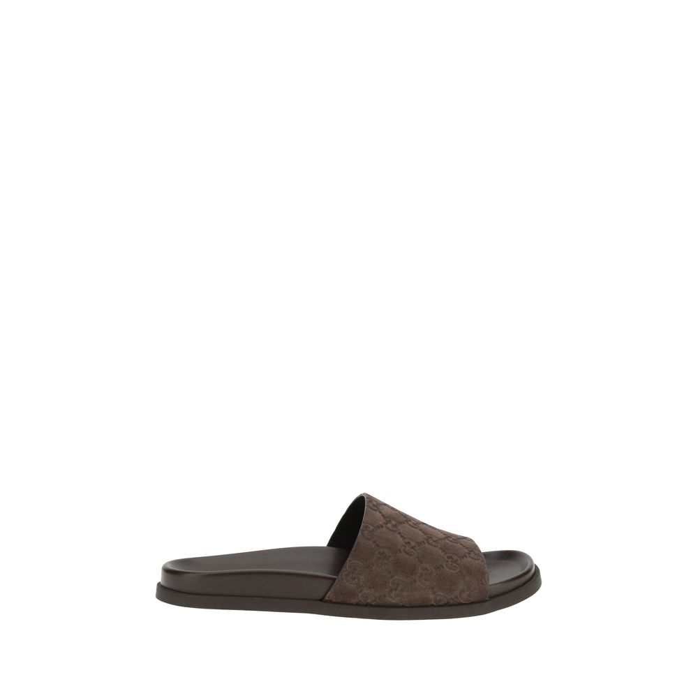 Gucci Brown Calf Leather Bos Taurus Flat Sandals