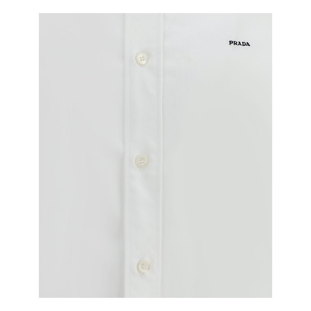 Prada White Fleece Wool Dress Shirt