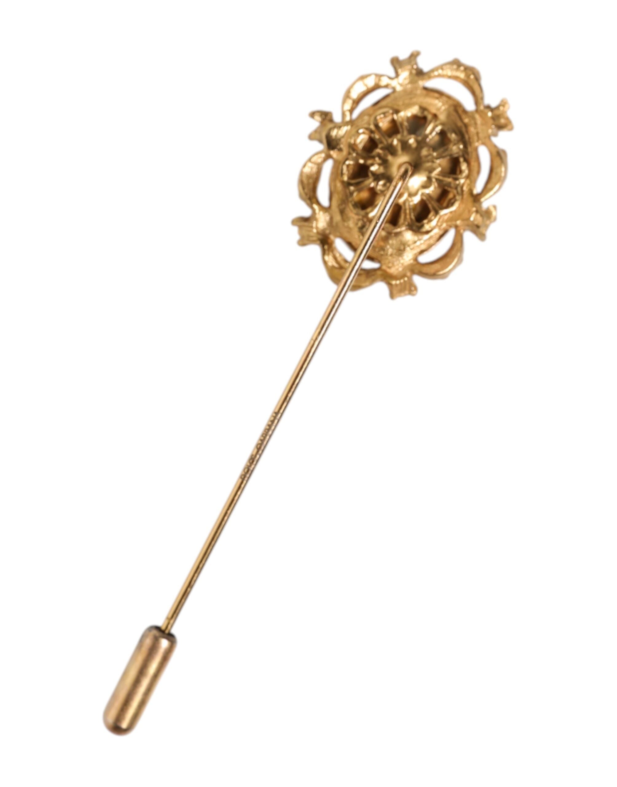 Dolce &amp; Gabbana Antik Broche med Guldfarvet Grøn Sten til Herrer