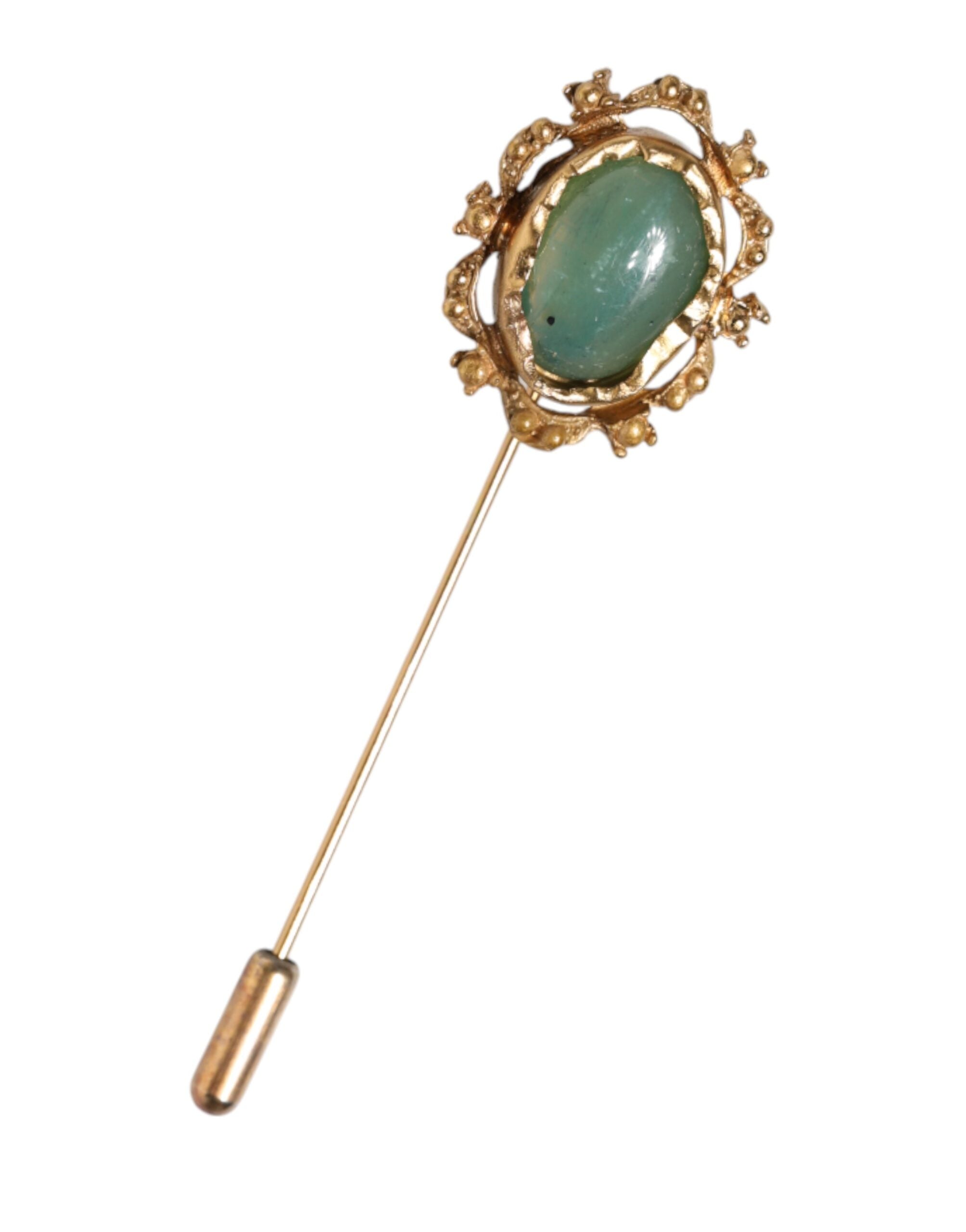 Dolce &amp; Gabbana Antik Broche med Guldfarvet Grøn Sten til Herrer