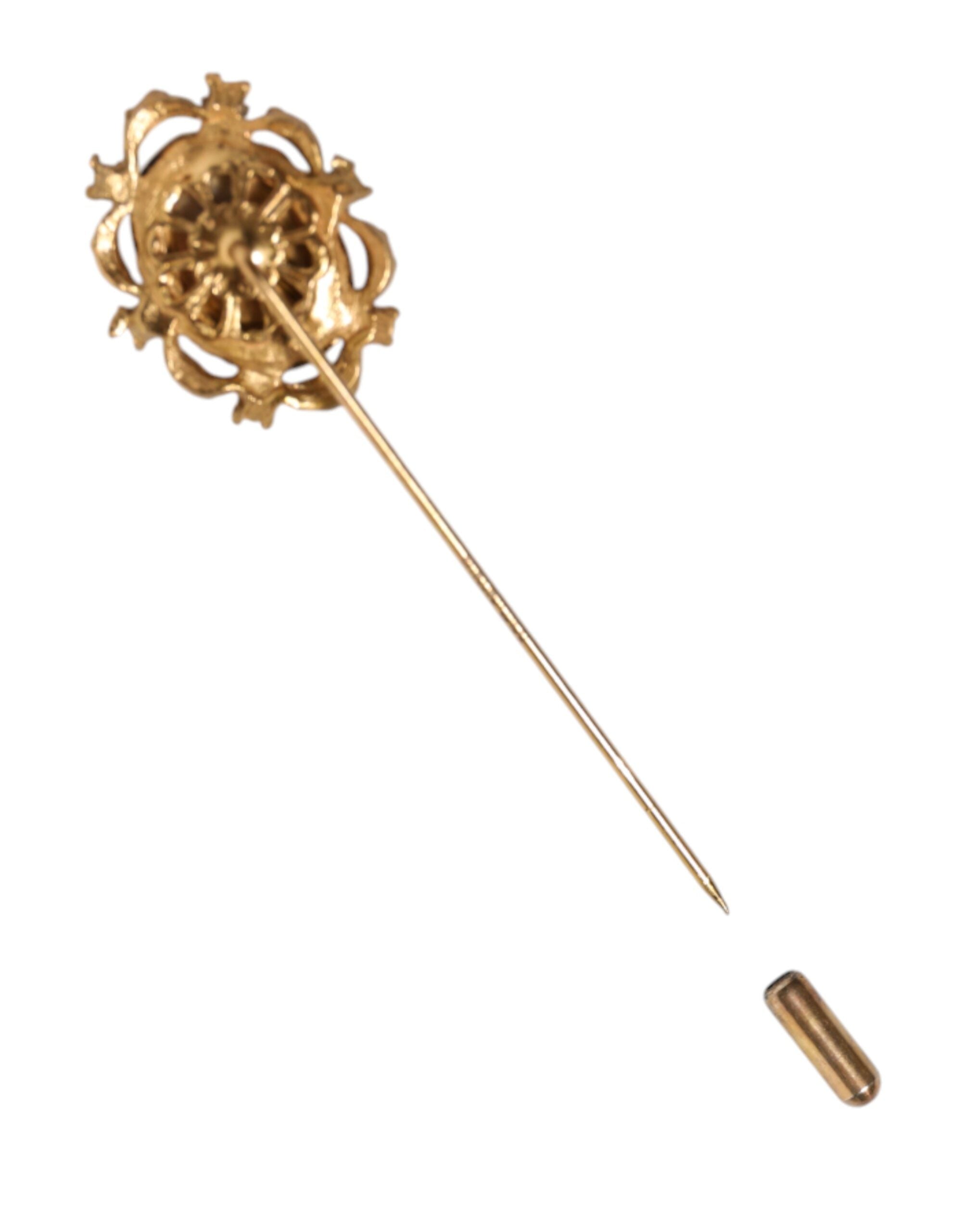 Dolce &amp; Gabbana Antik Broche med Guldfarvet Grøn Sten til Herrer