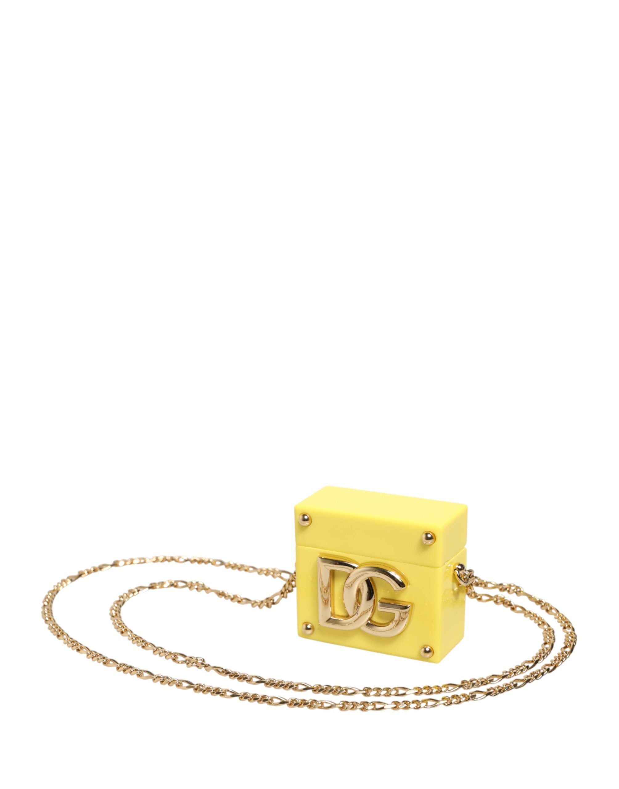 Dolce &amp; Gabbana Gul DG Logo Plaque Cover Guldkæde Airpods Etui