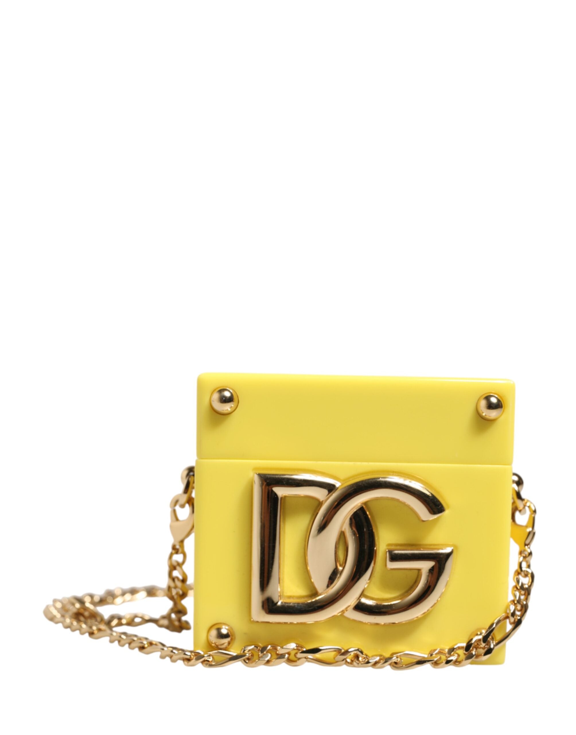 Dolce &amp; Gabbana Gul DG Logo Plaque Cover Guldkæde Airpods Etui