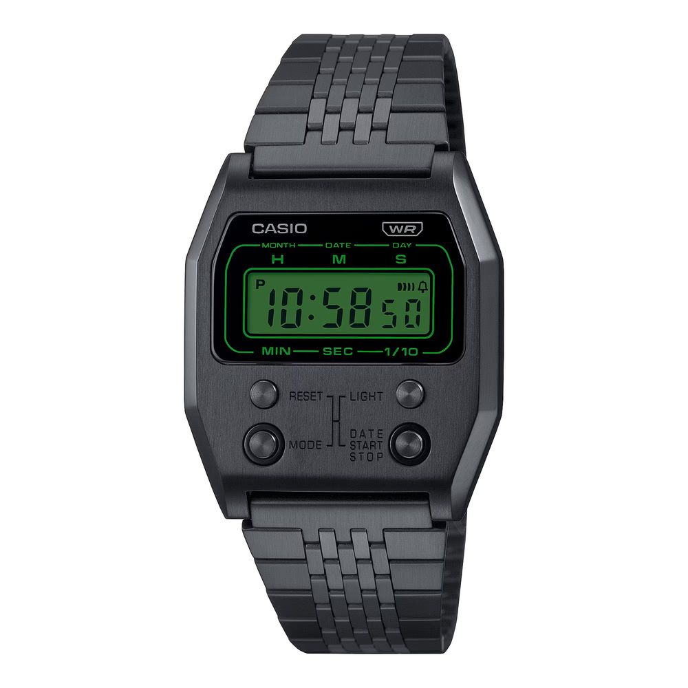 Casio sort digitalur i rustfrit stål