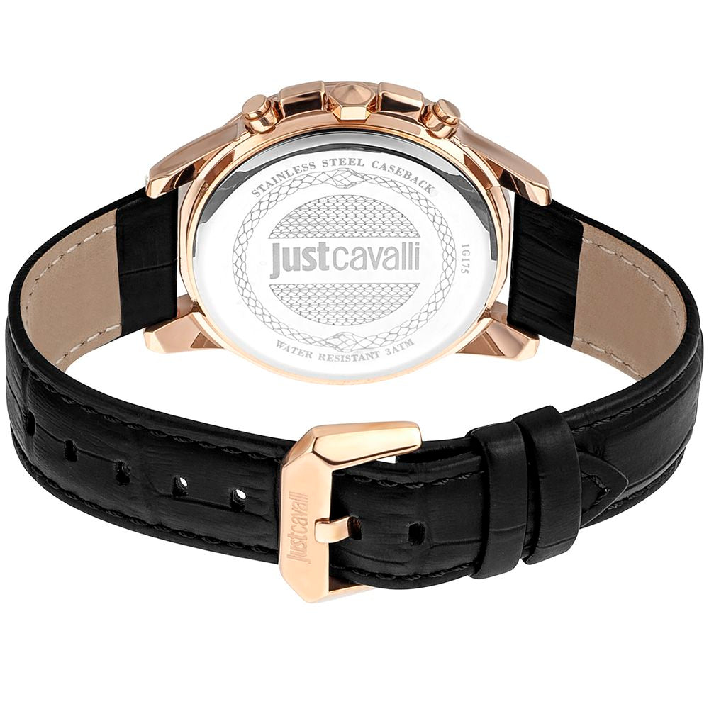 Just Cavalli Black Leather Bracelet Watch
