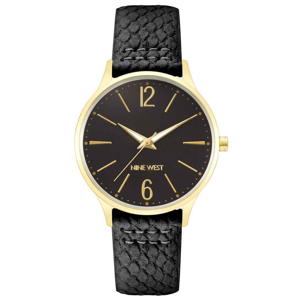 Nine West Black Leather Dress Watch