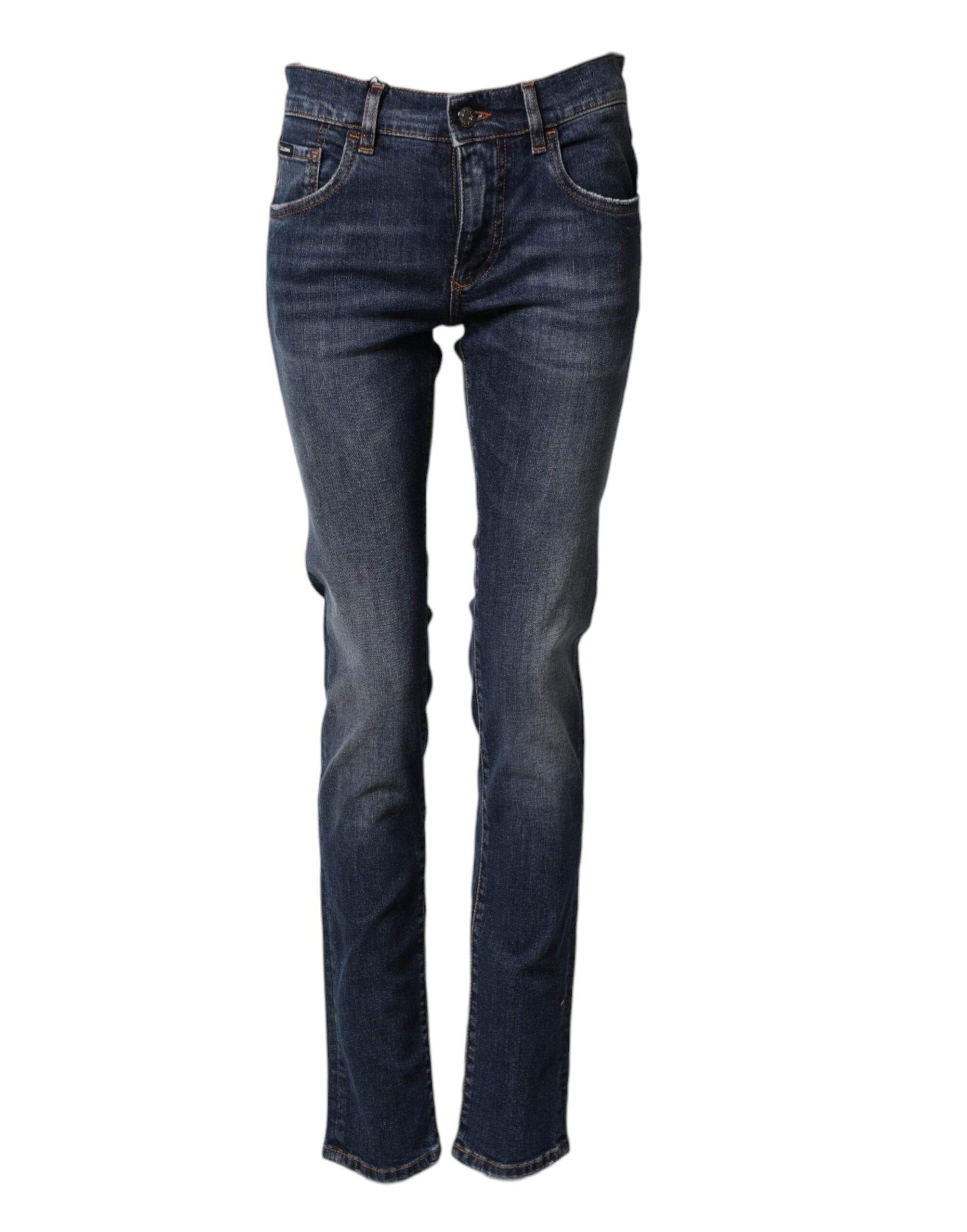 Dolce &amp; Gabbana Blå Bomuldsstretch Skinny Herre Denim Jeans