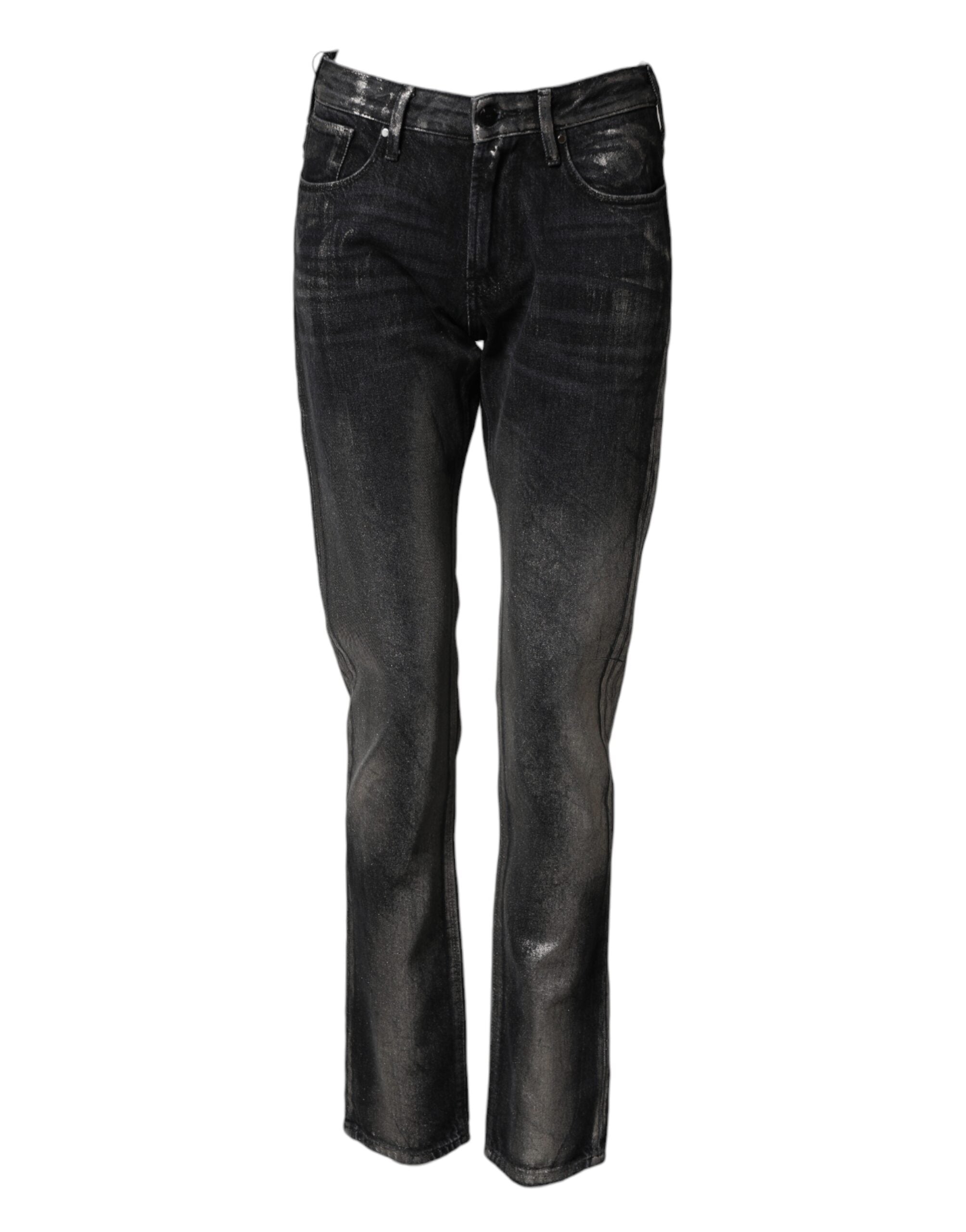 Emporio Armani Sorte, vaskede slim fit herrejeans i bomuld