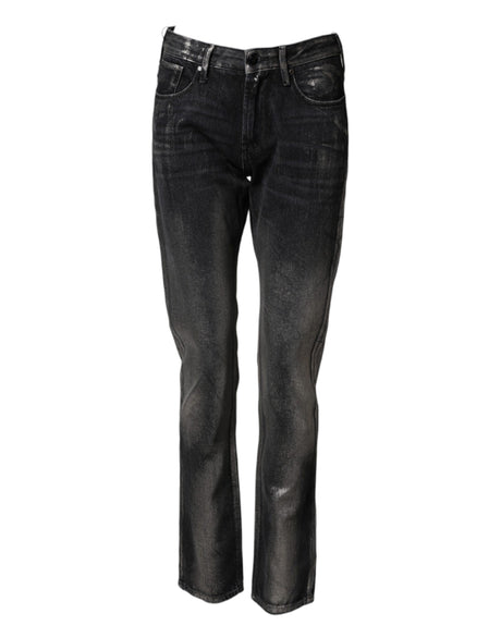 Emporio Armani Sorte, vaskede slim fit herrejeans i bomuld