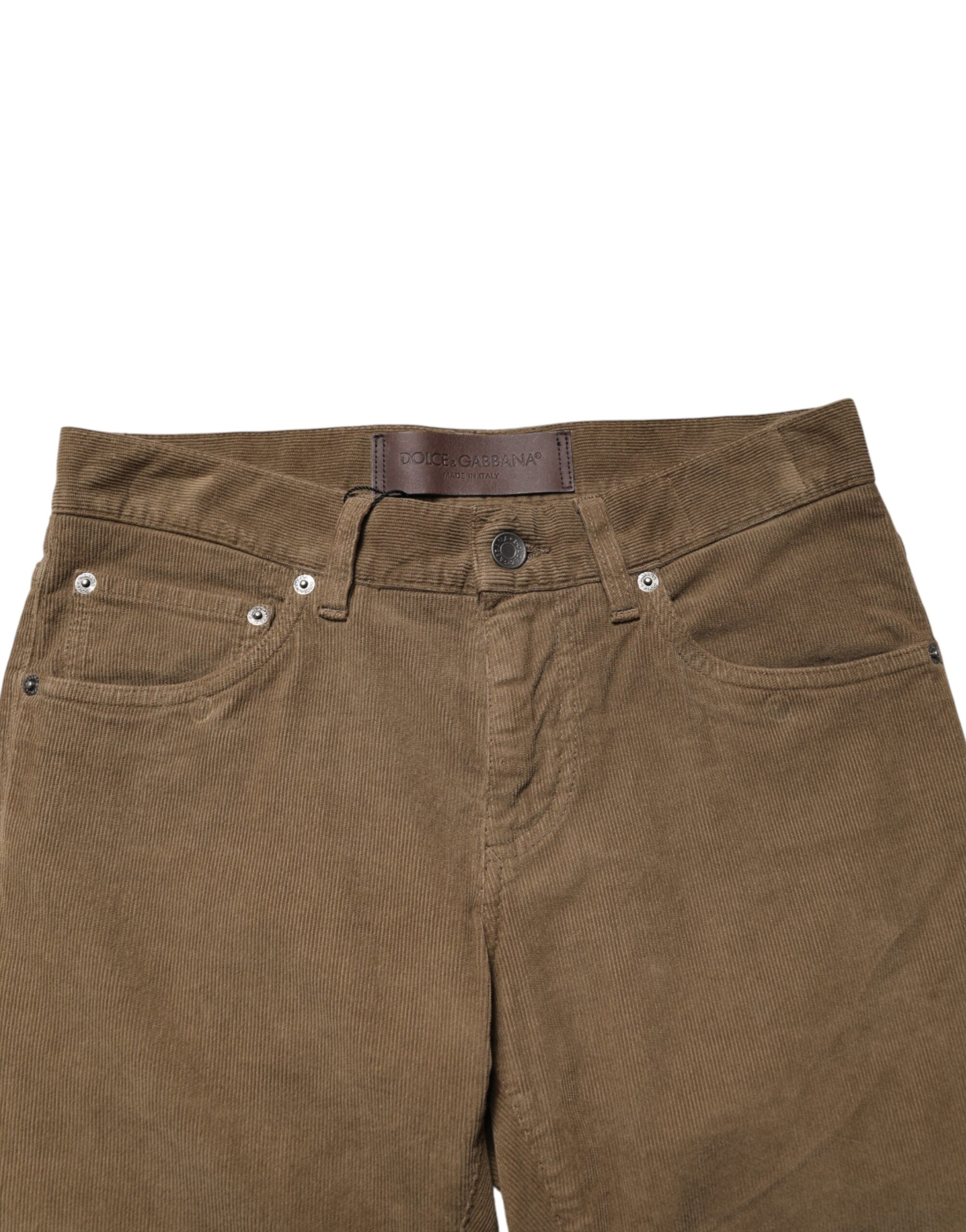 Dolce & Gabbana Brown Cotton Stretch Skinny Men Denim Jeans