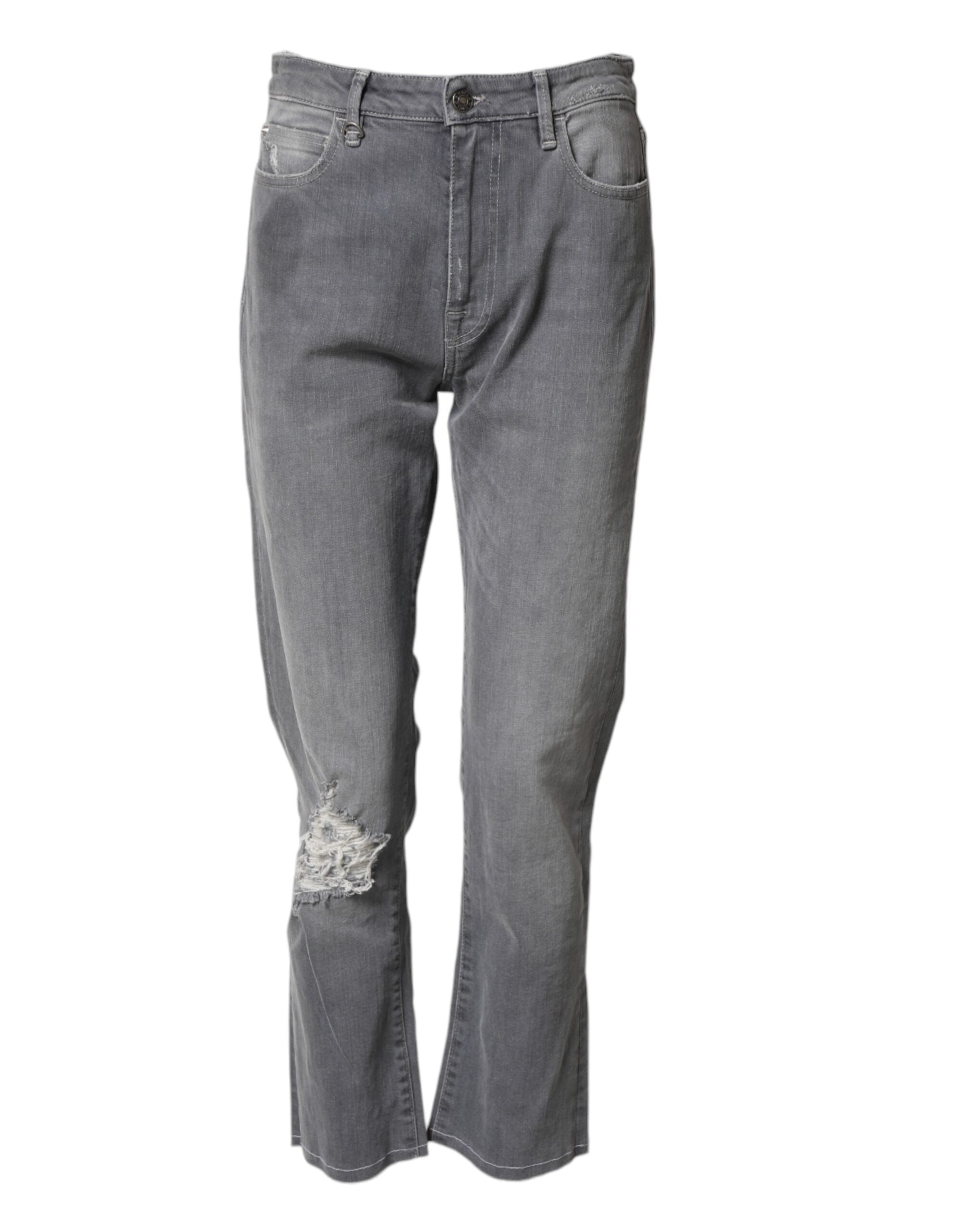 CYCLE Grå Tattered Mid Waist Herrejeans med Lige Denim