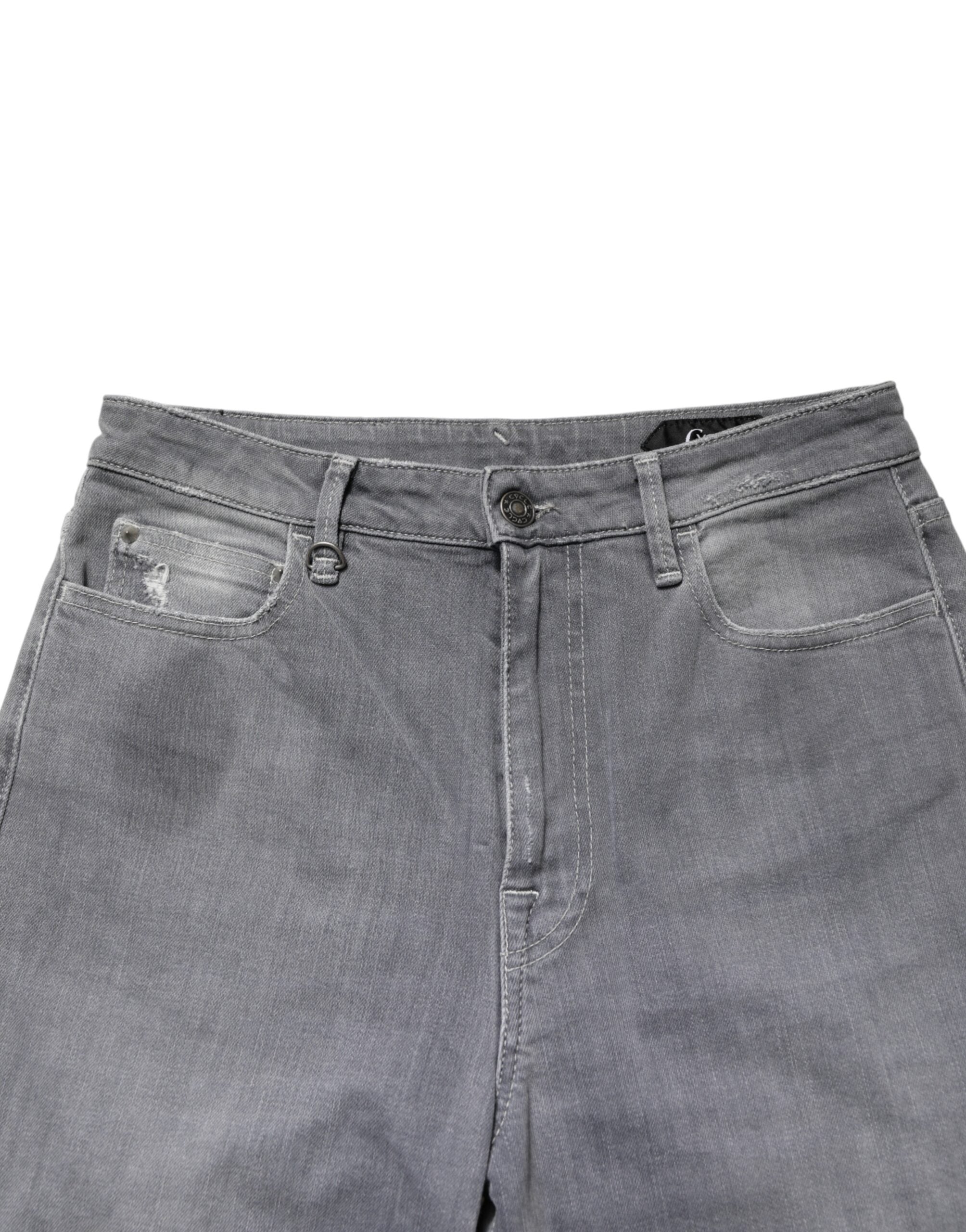 CYCLE Grå Tattered Mid Waist Herrejeans med Lige Denim