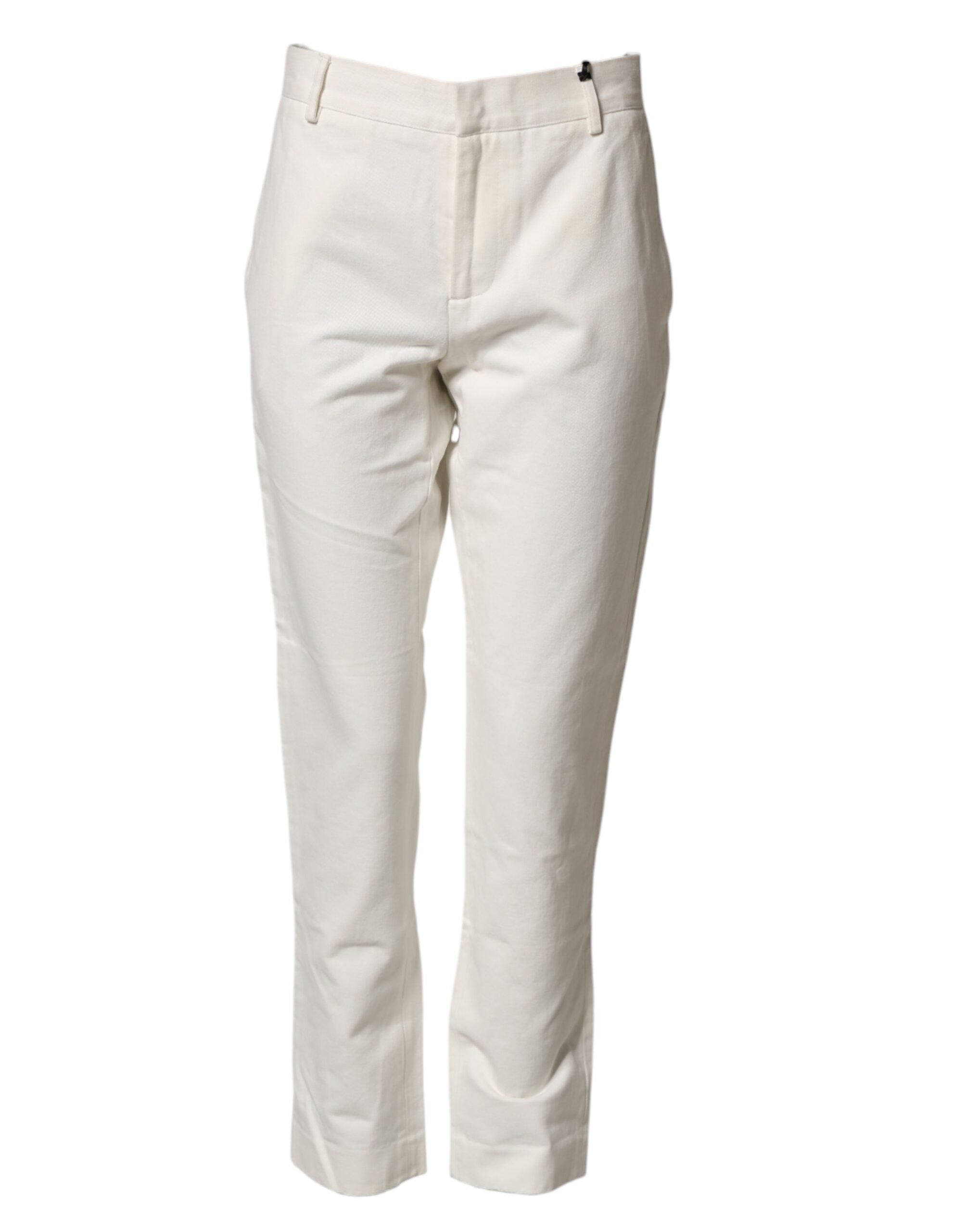 Daniele Alessandrini White Cotton Straight Chino Trouser Pants