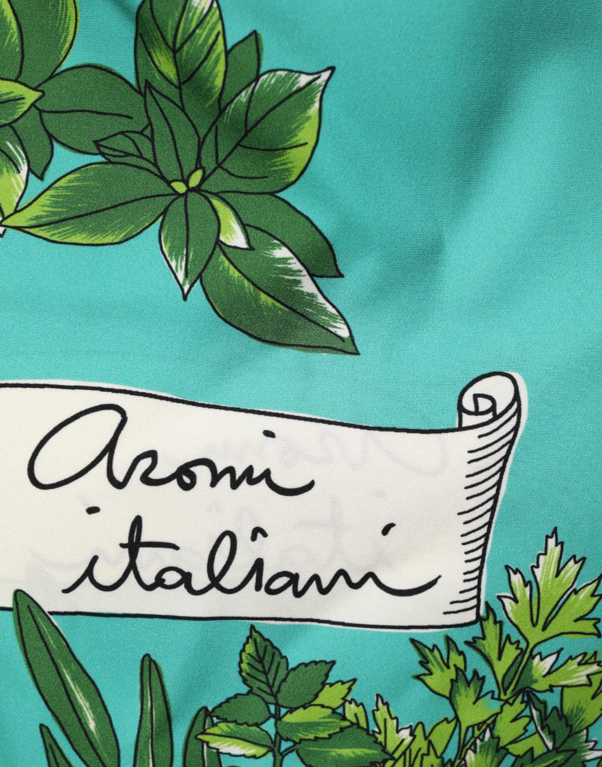 Dolce &amp; Gabbana Grøn Printet Langærmet Wrap Frakkekjole