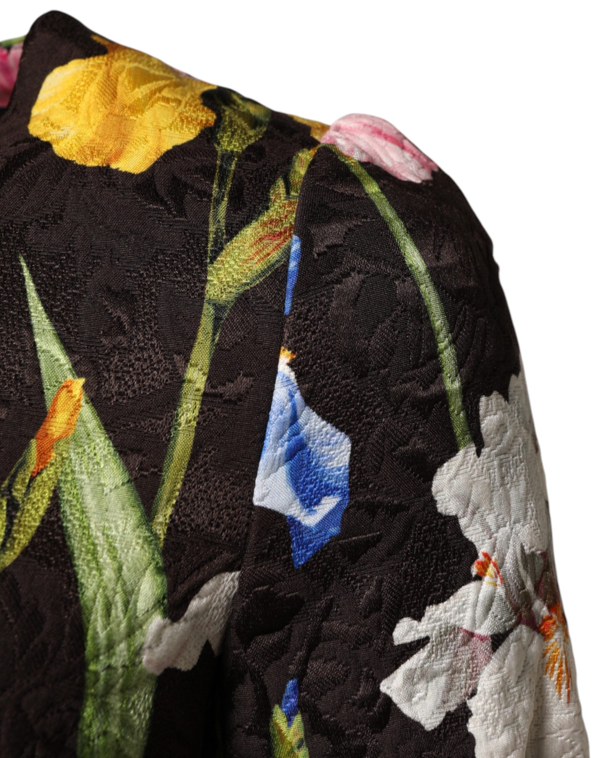 Dolce &amp; Gabbana Sort Blomsterbrokade A-formet Minikjole