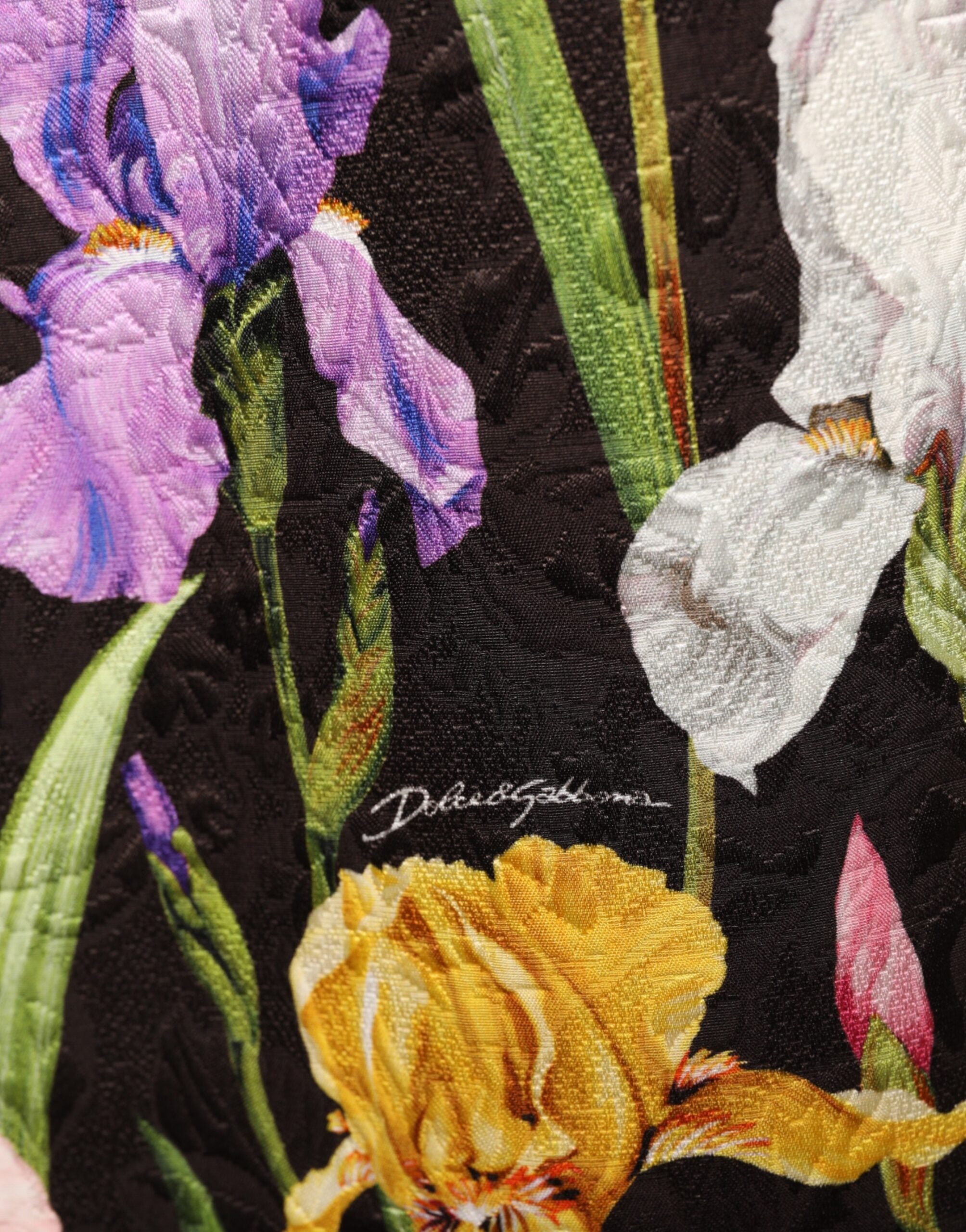 Dolce &amp; Gabbana Sort Blomsterbrokade A-formet Minikjole
