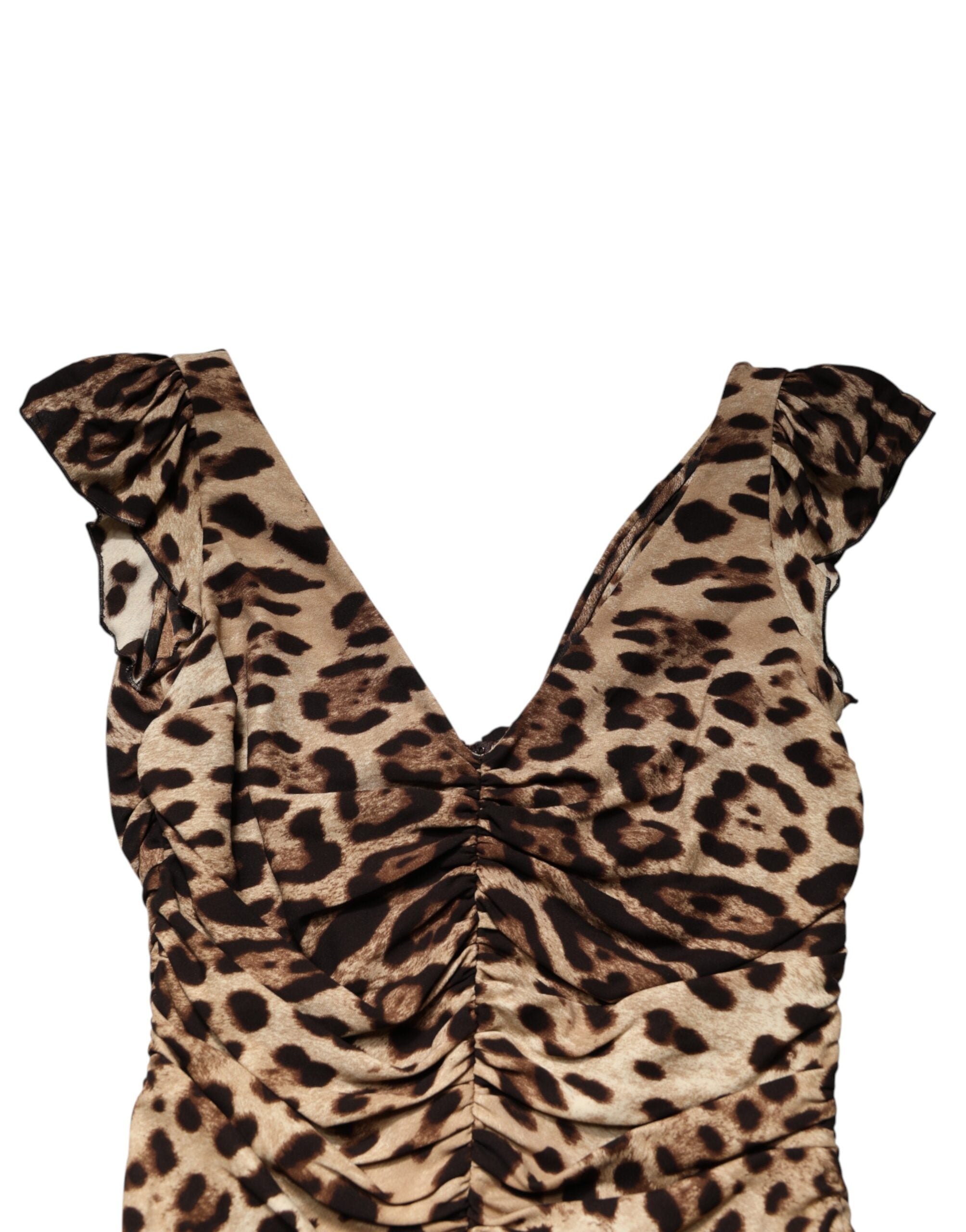 Dolce &amp; Gabbana Brun Leopard Ærmeløs Skede Midikjole