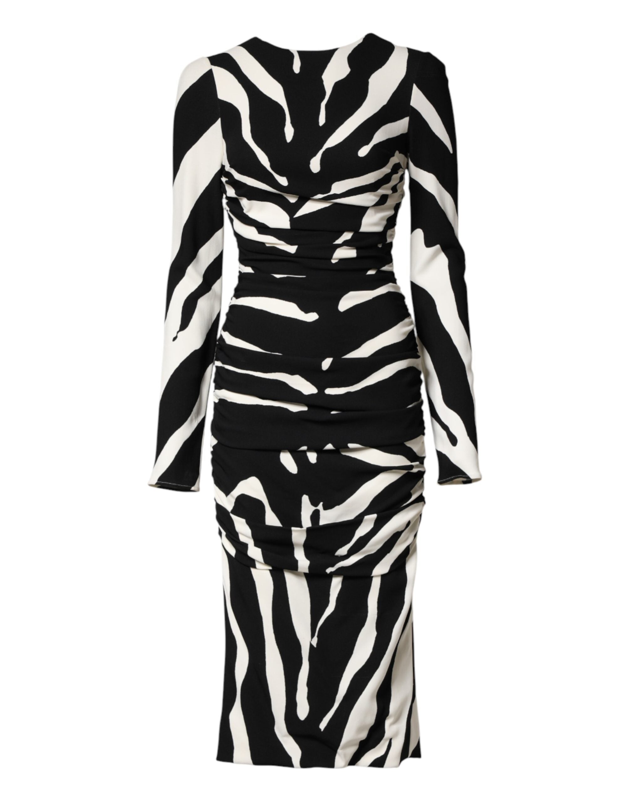 Dolce &amp; Gabbana Sort/Hvid Zebra Viskose Midikjole