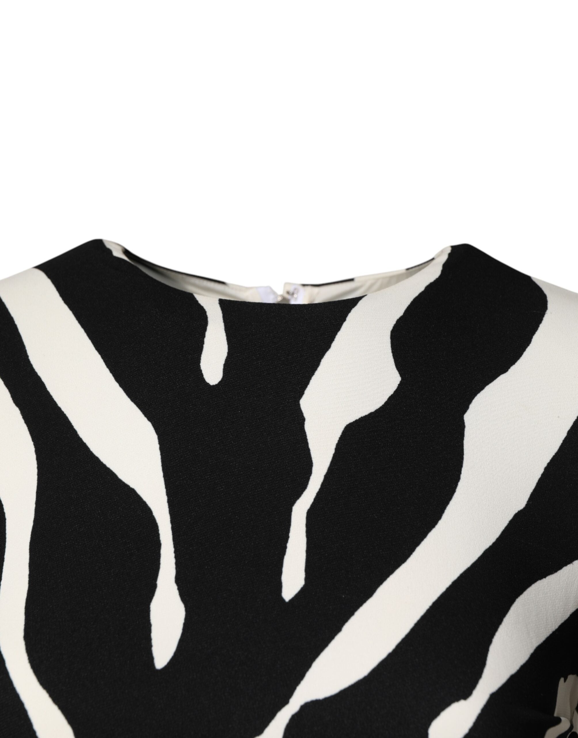 Dolce &amp; Gabbana Sort/Hvid Zebra Viskose Midikjole