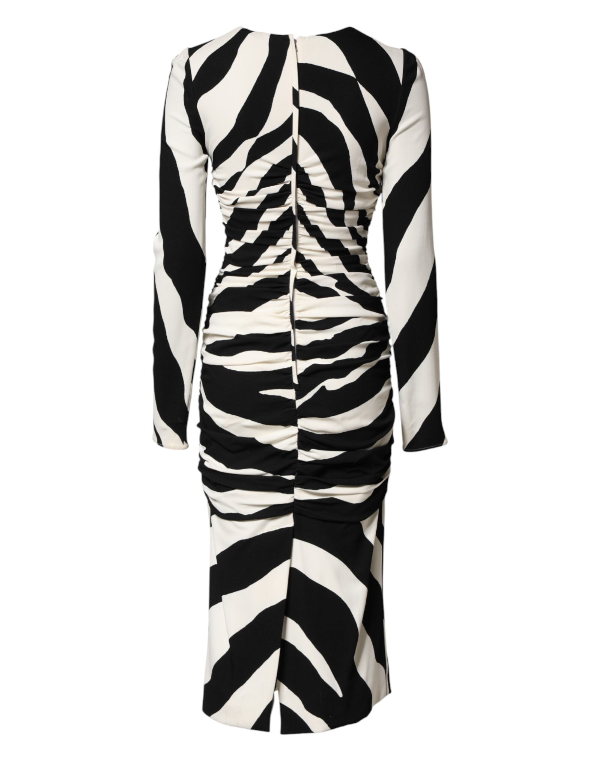 Dolce &amp; Gabbana Sort/Hvid Zebra Viskose Midikjole