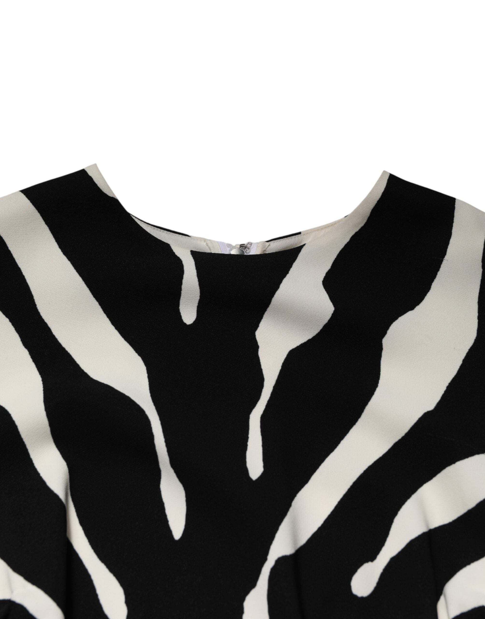 Dolce &amp; Gabbana Sort/Hvid Zebra Viskose Midikjole