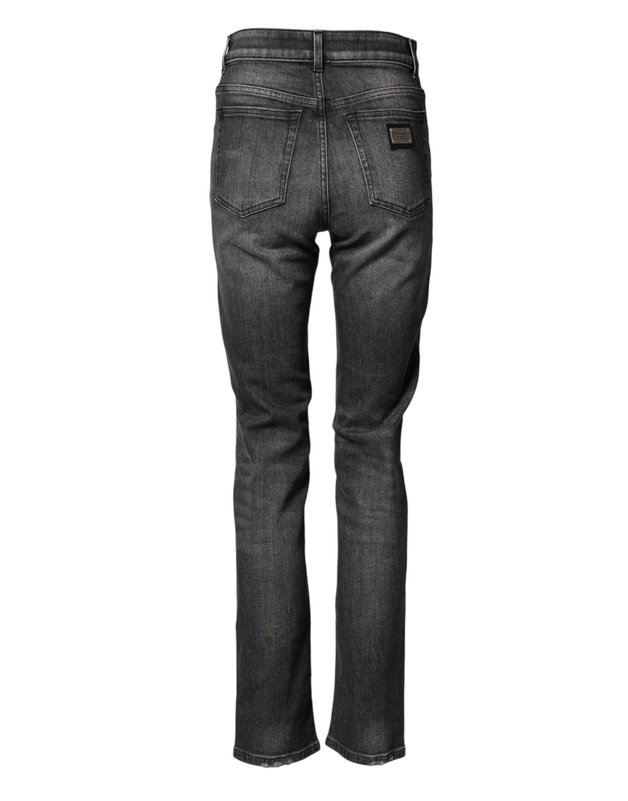 Dolce & Gabbana Gray High Waist Cotton Skinny Denim Jeans