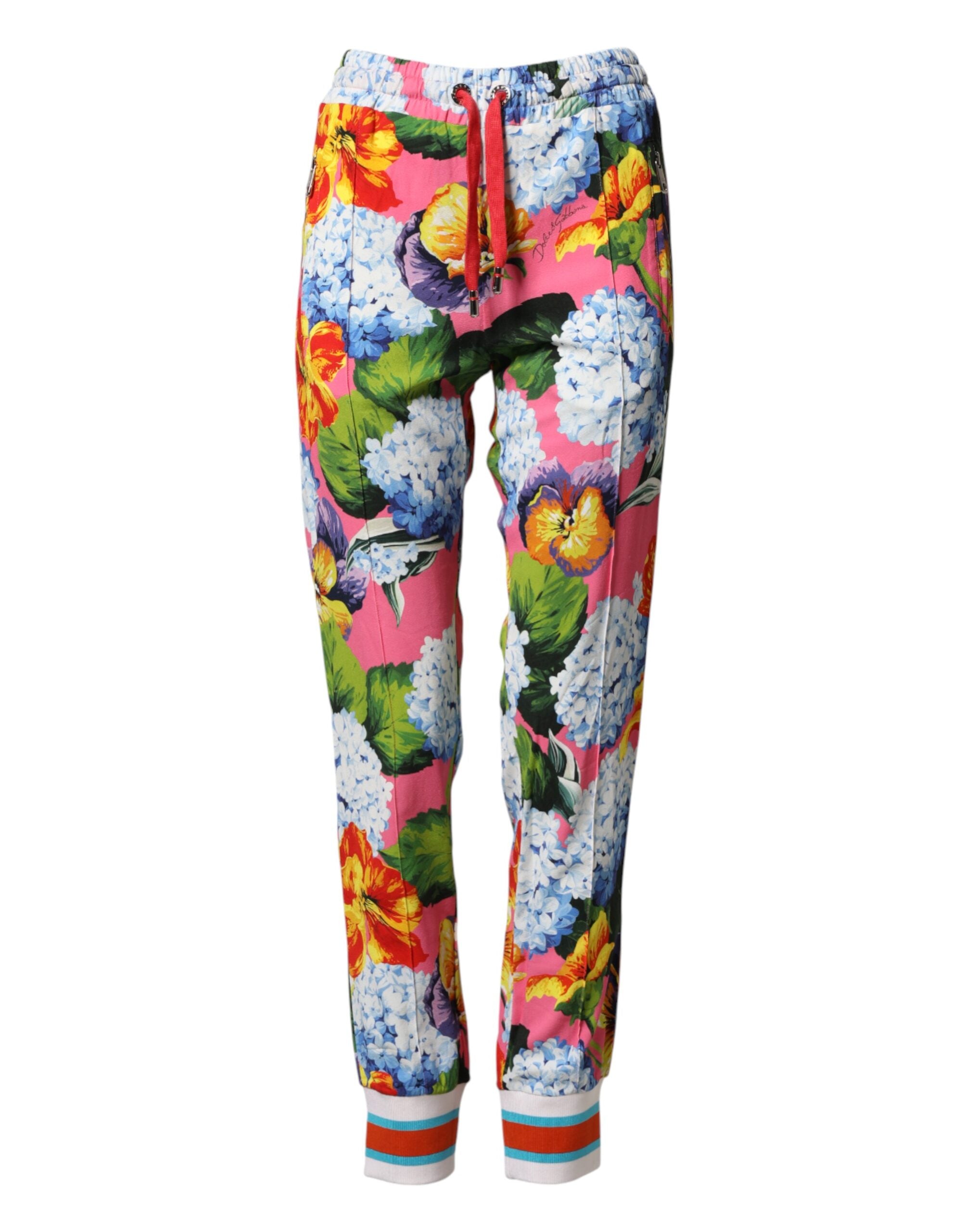 Dolce & Gabbana Multicolor Floral Mid Waist Jogger Pants