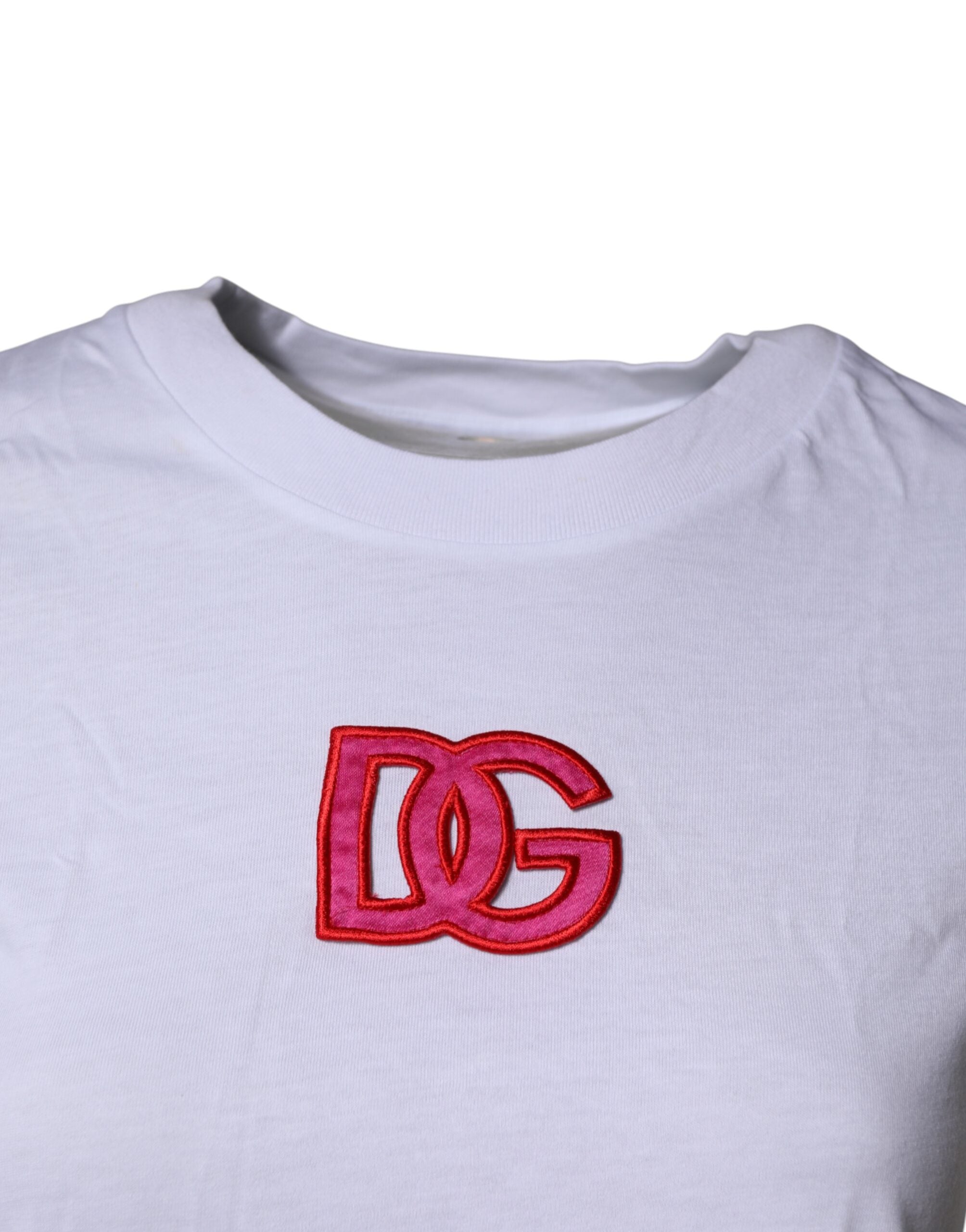 Dolce & Gabbana White DG Logo Kortærmet T-shirt med rund hals
