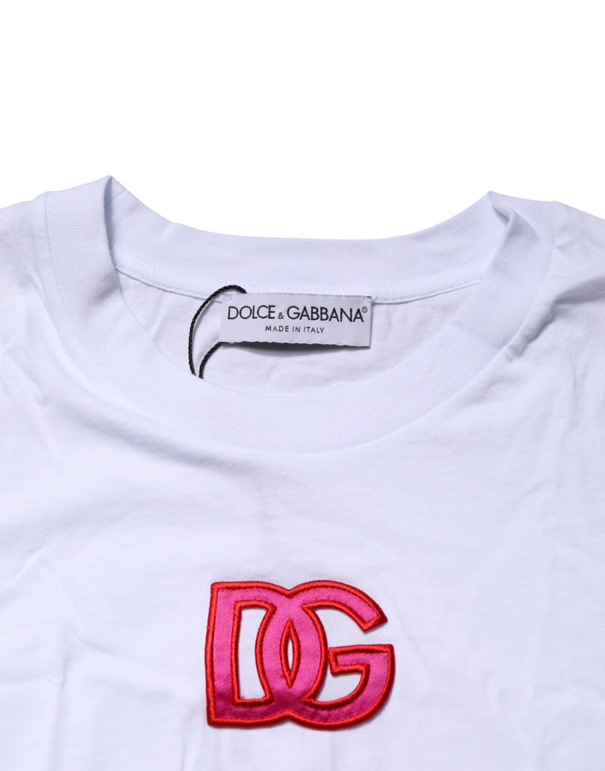 Dolce & Gabbana White DG Logo Kortærmet T-shirt med rund hals