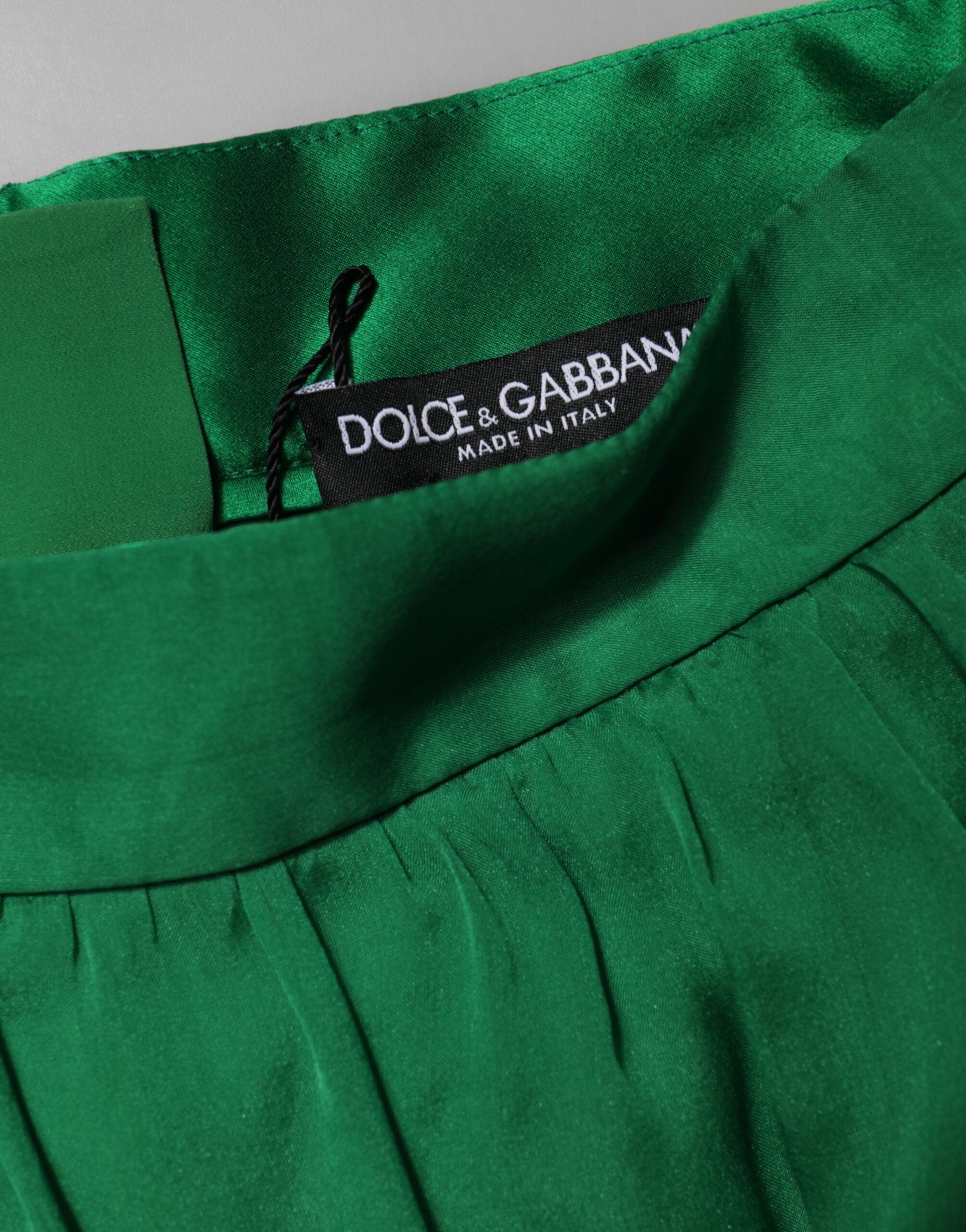 Dolce &amp; Gabbana Grønne Silke Højtaljede Hotpants Shorts Til Kvinder